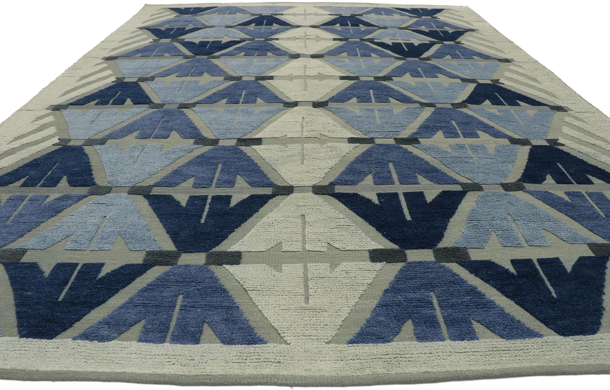 Hand-Woven New Contemporary Indian Kilim Souf Rug with Raised Geometric Design