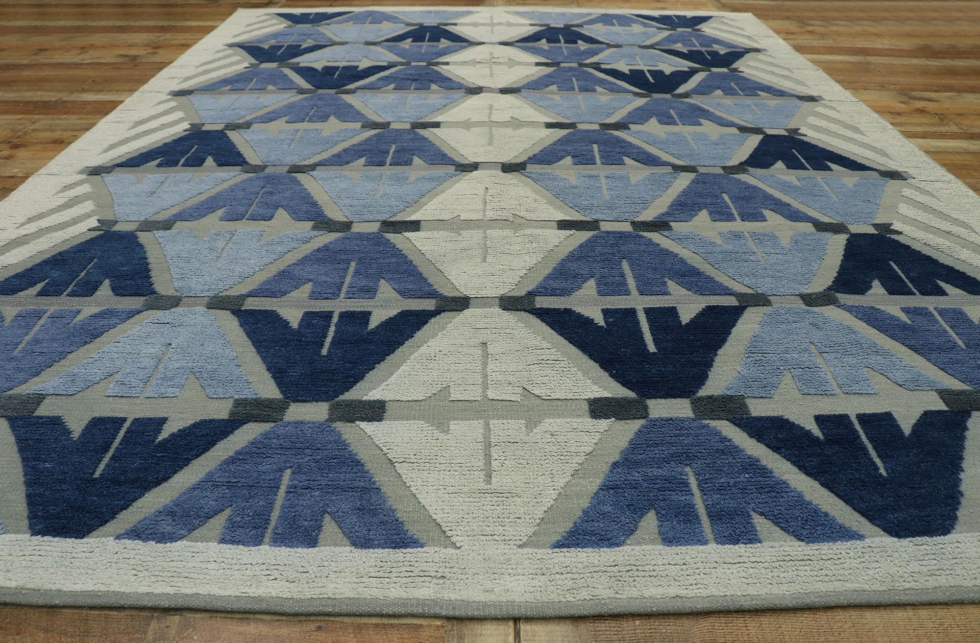 New Contemporary Indian Kilim Souf Rug with Raised Geometric Design 2