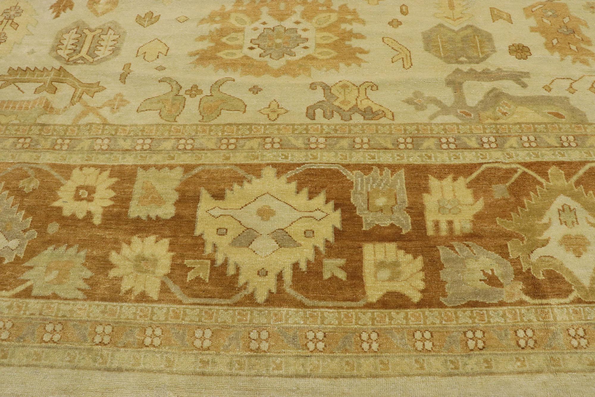 New Contemporary Indian Oushak Rug with Rustic Cottage Southern Living Style In New Condition For Sale In Dallas, TX