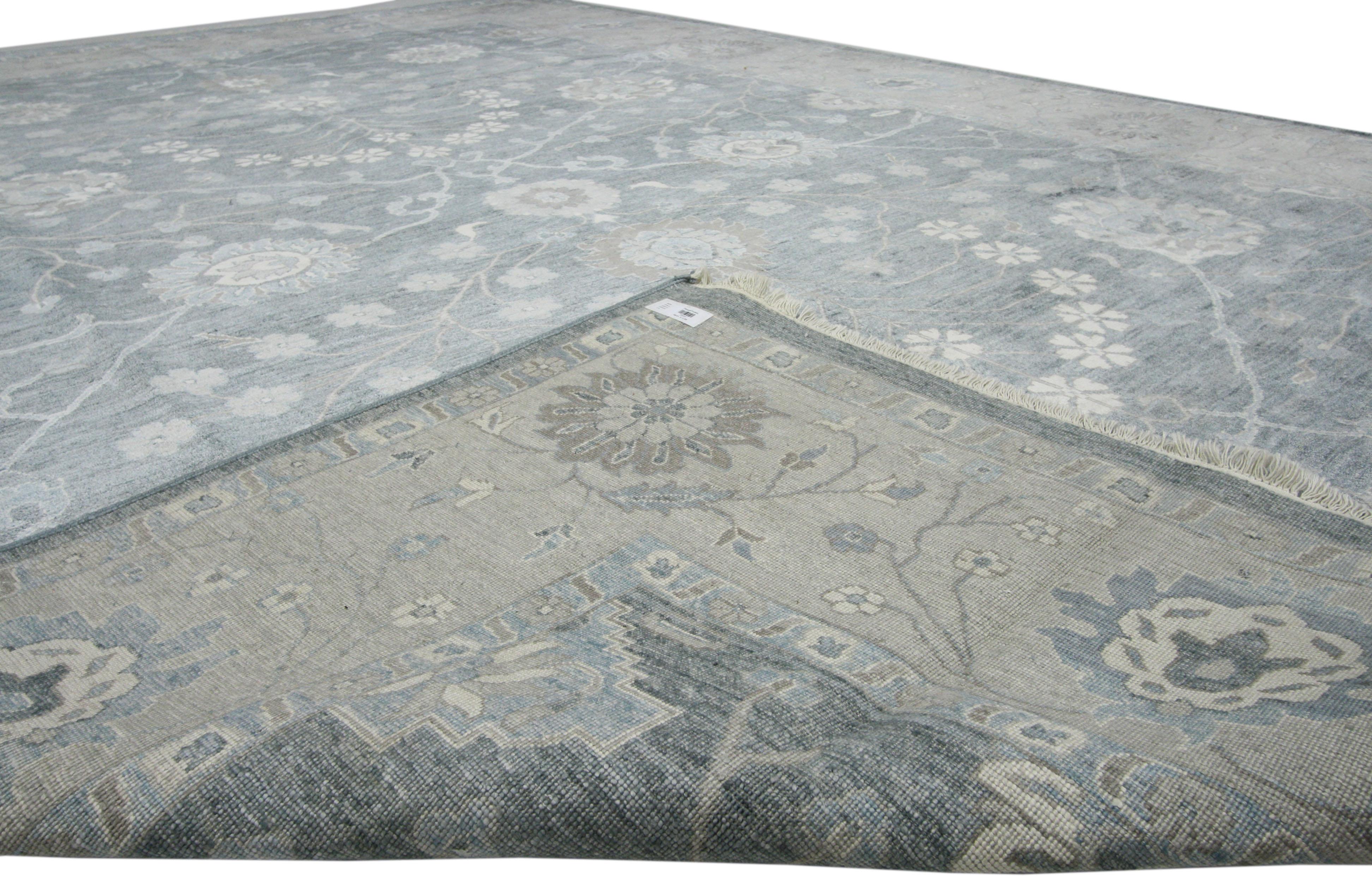 New Contemporary Indian Oushak Wool & Silk Rug with Modern Style In New Condition For Sale In Dallas, TX