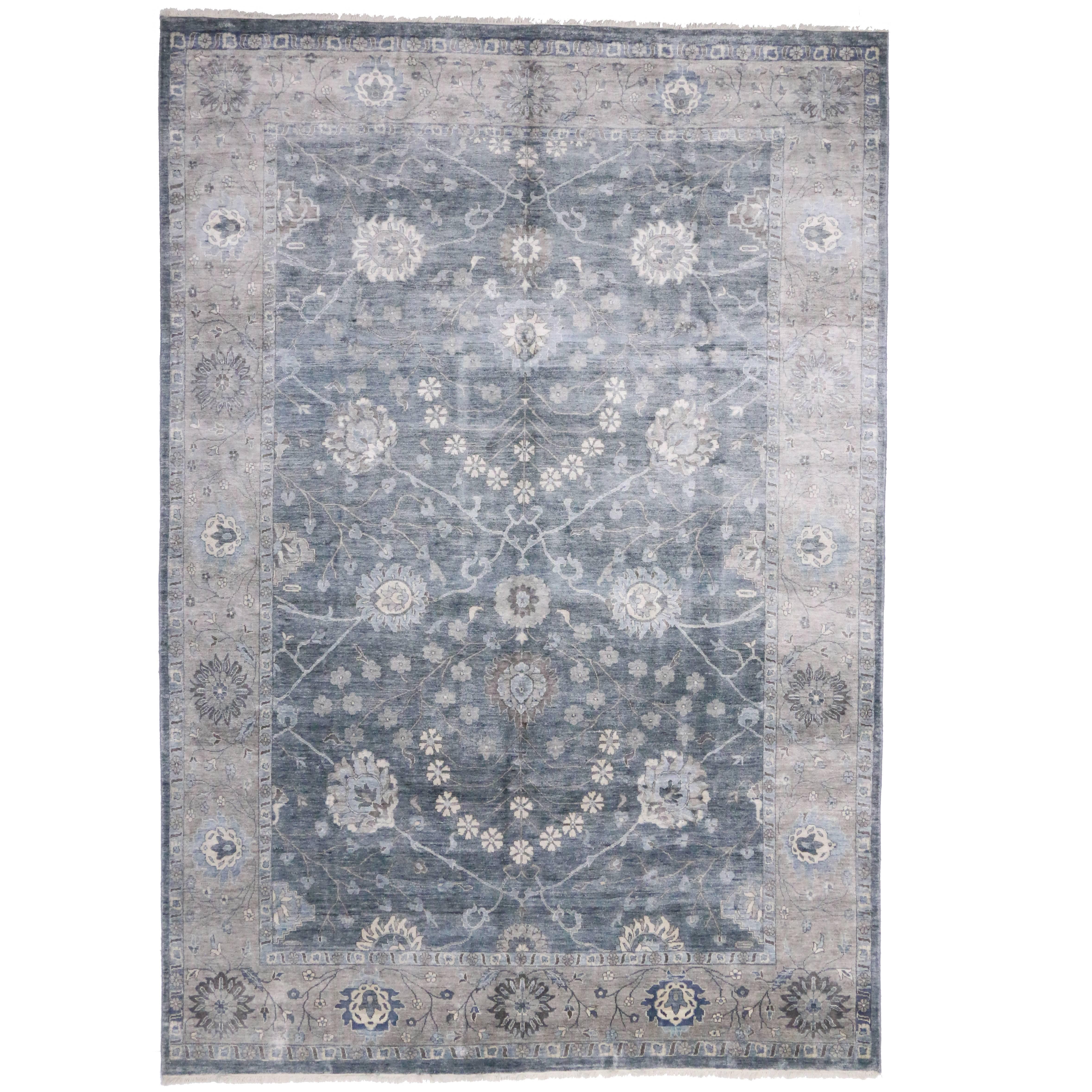 New Contemporary Indian Oushak Wool & Silk Rug with Modern Style For Sale