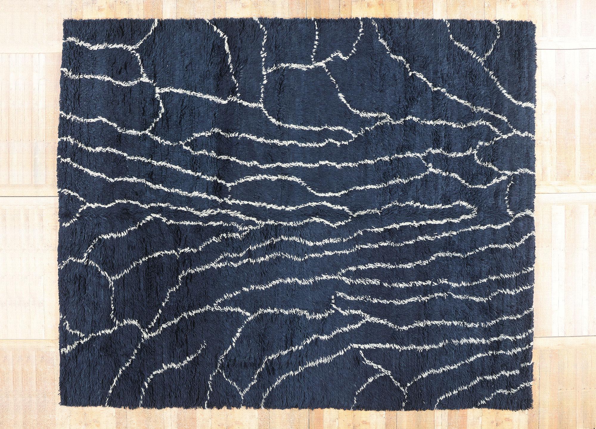 Nueva alfombra marroquí índigo contemporánea de estilo moderno en venta 2