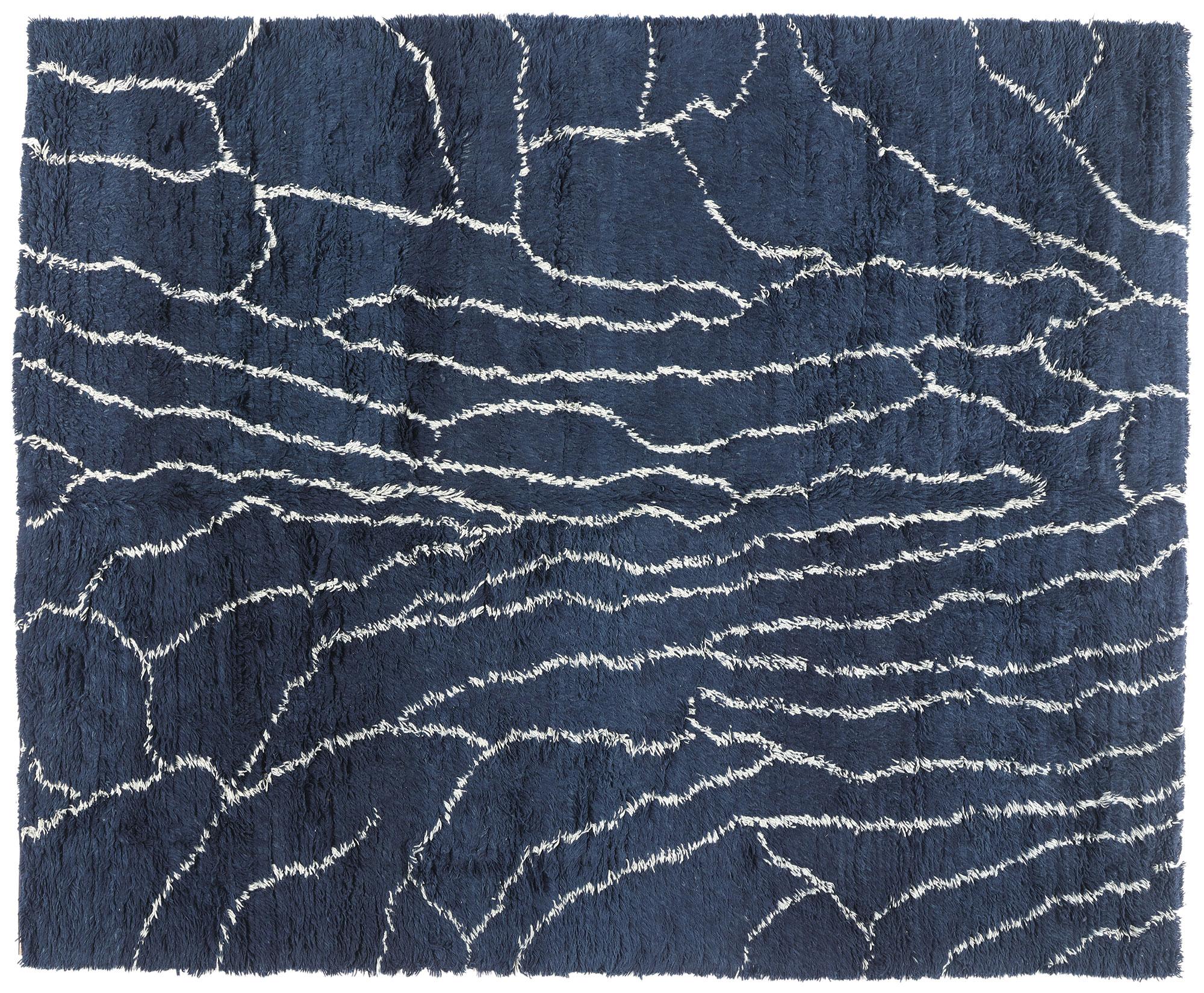 Nueva alfombra marroquí índigo contemporánea de estilo moderno en venta 3