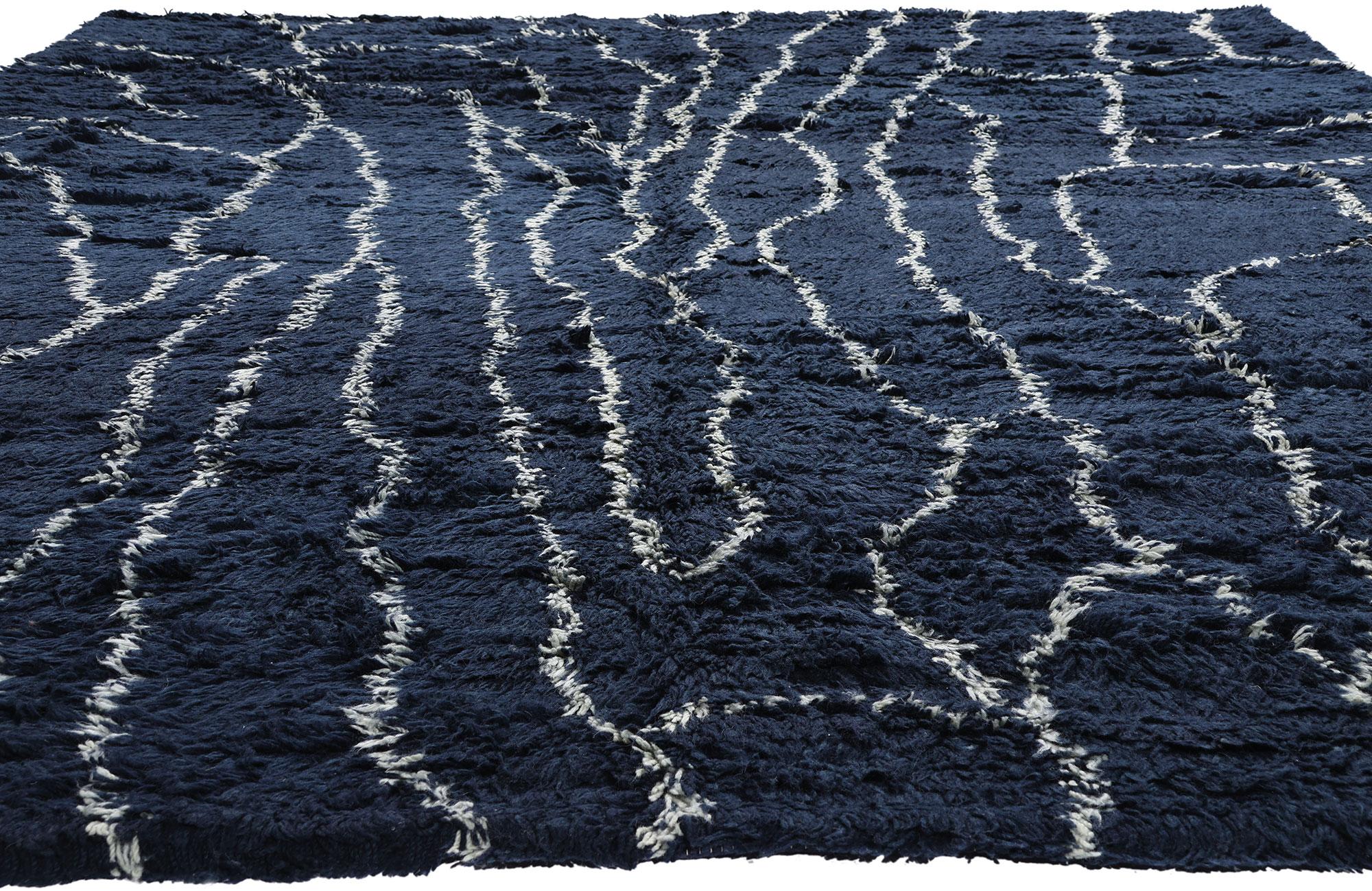 Nueva alfombra marroquí índigo contemporánea de estilo moderno Moderno en venta