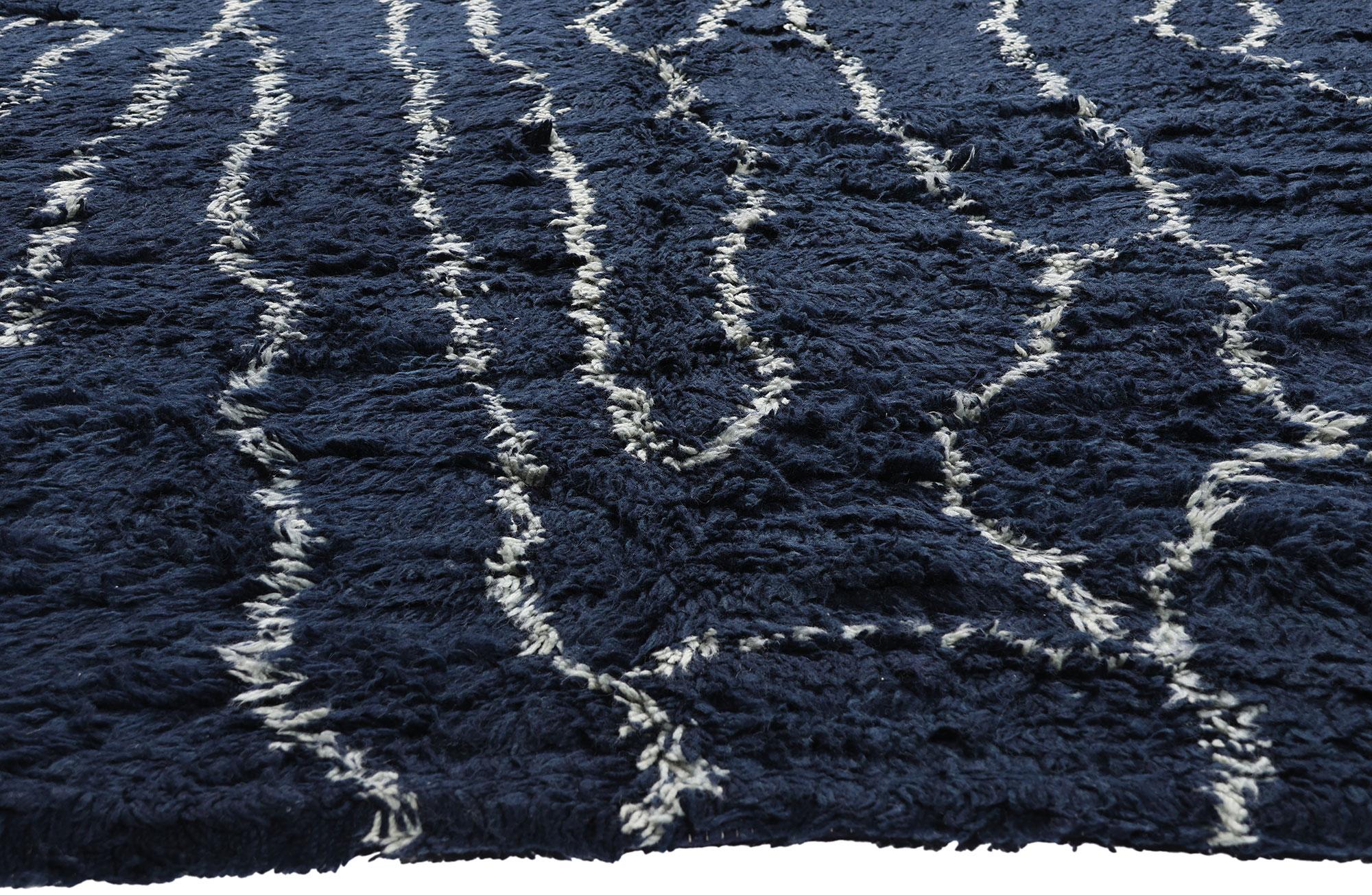 Nueva alfombra marroquí índigo contemporánea de estilo moderno Indio en venta