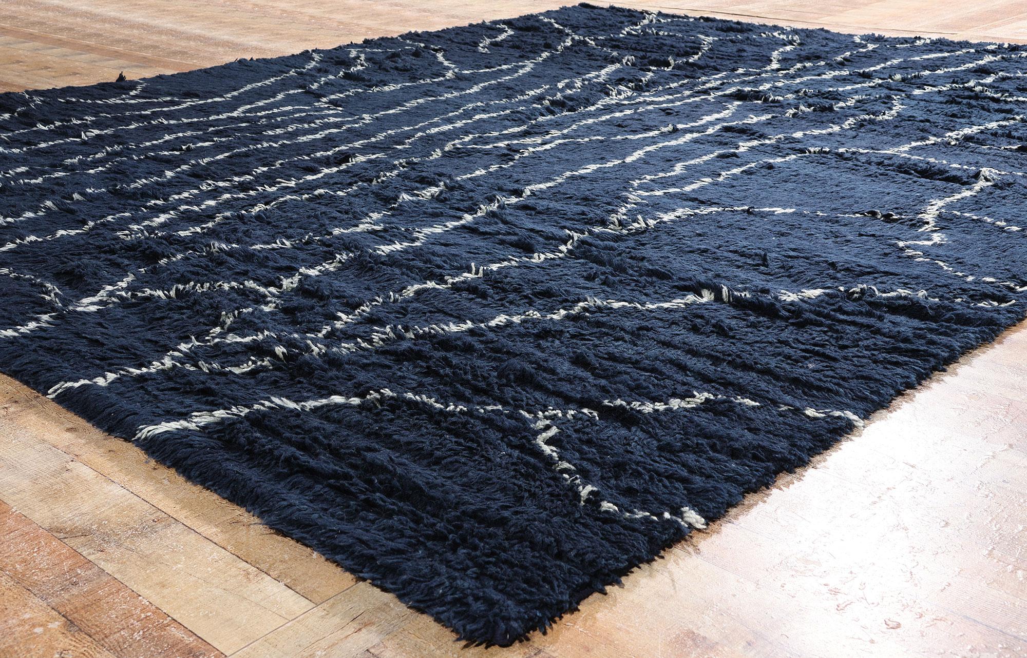 Nueva alfombra marroquí índigo contemporánea de estilo moderno Lana en venta
