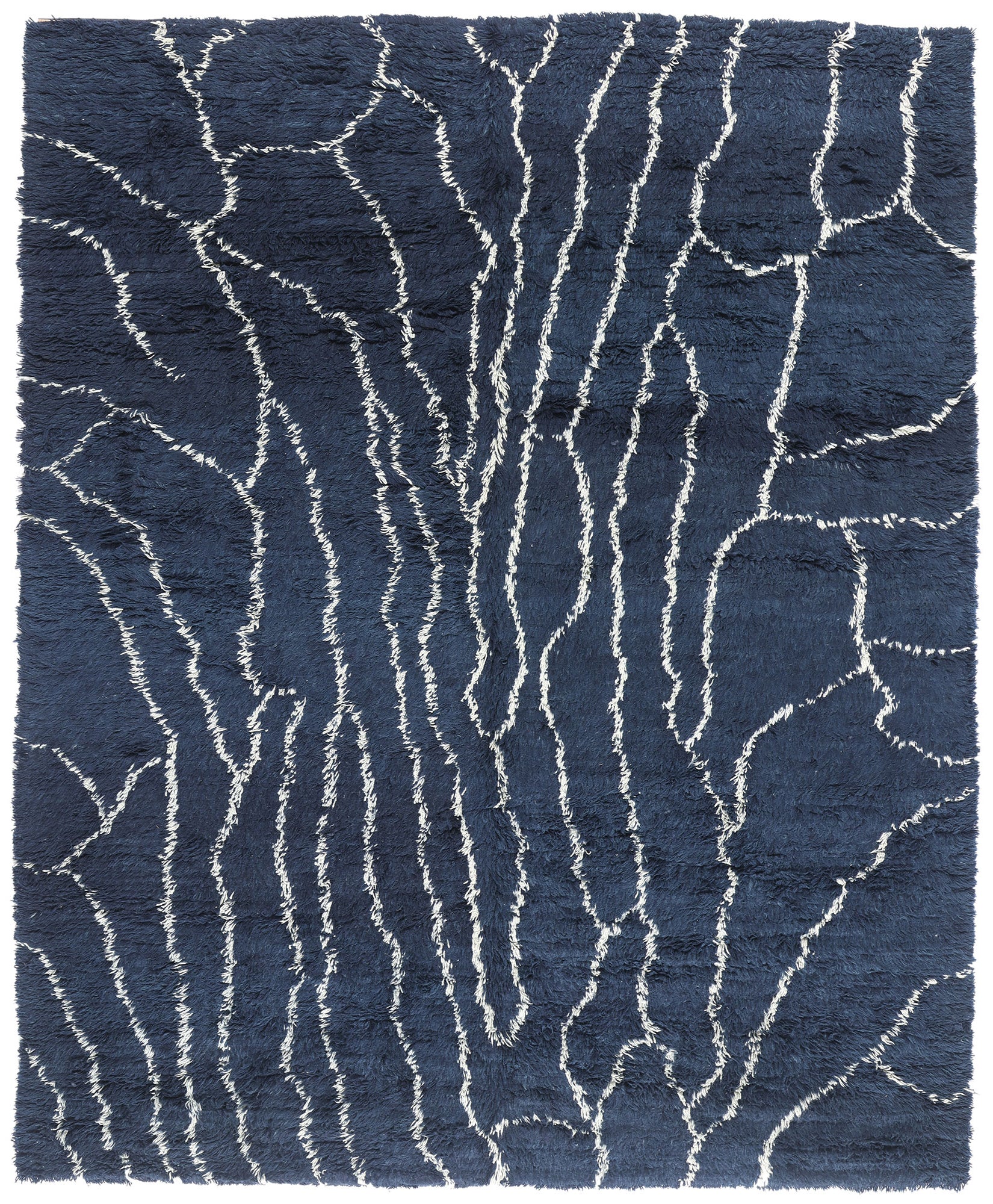 New Contemporary Indigo Marokkanischer Teppich mit Modernem Stil
