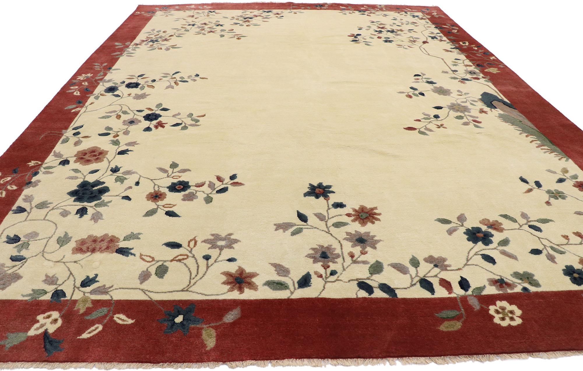 Hand-Knotted New Contemporary Chinese Art Deco Style Rug Inspired by Walter Nichols For Sale