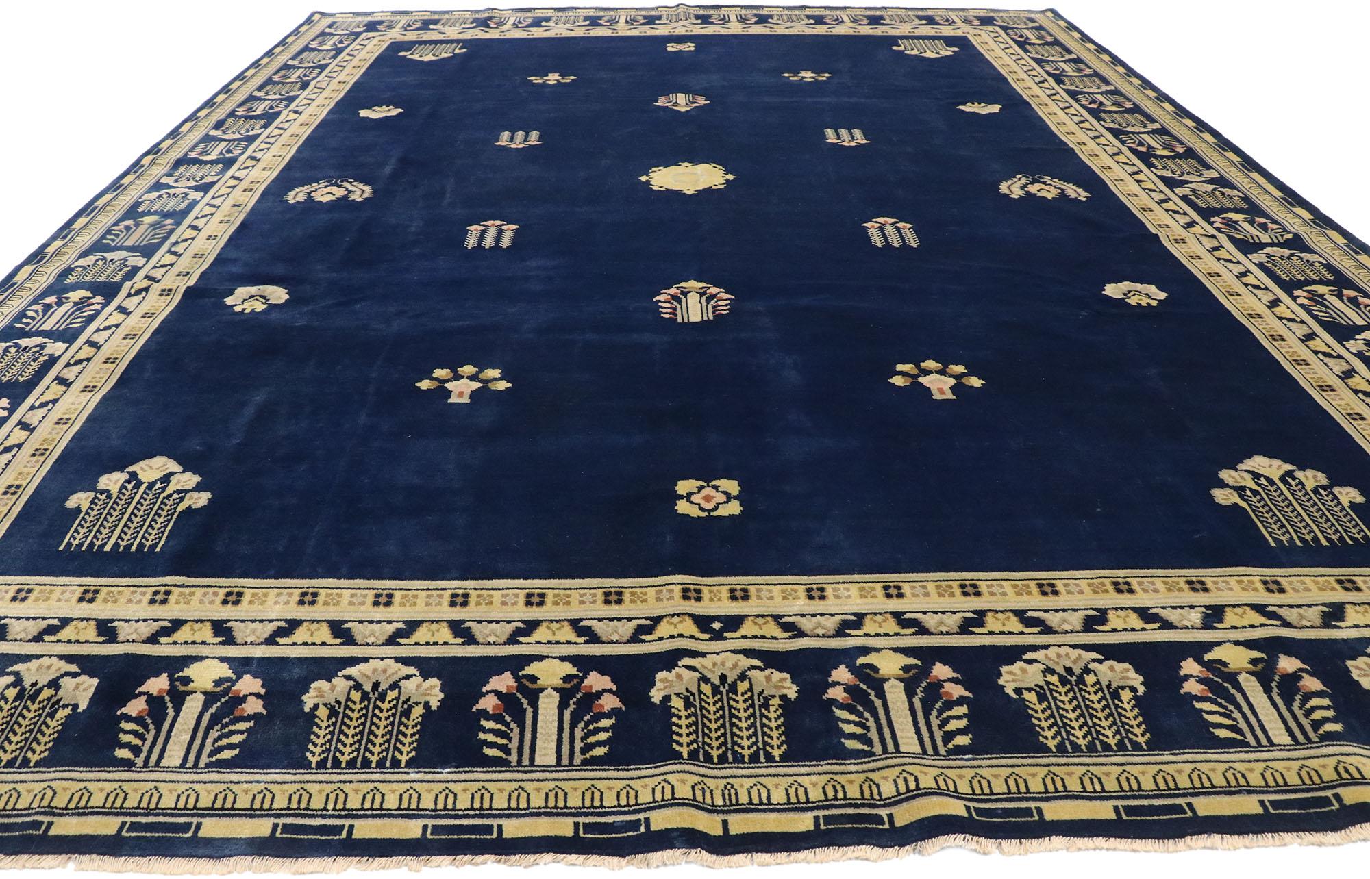 New Blue Chinese Art Deco Style Rugs Inspired by Walter Nichols, 10'03 x 13'07 In condizioni ottime in vendita a Dallas, TX