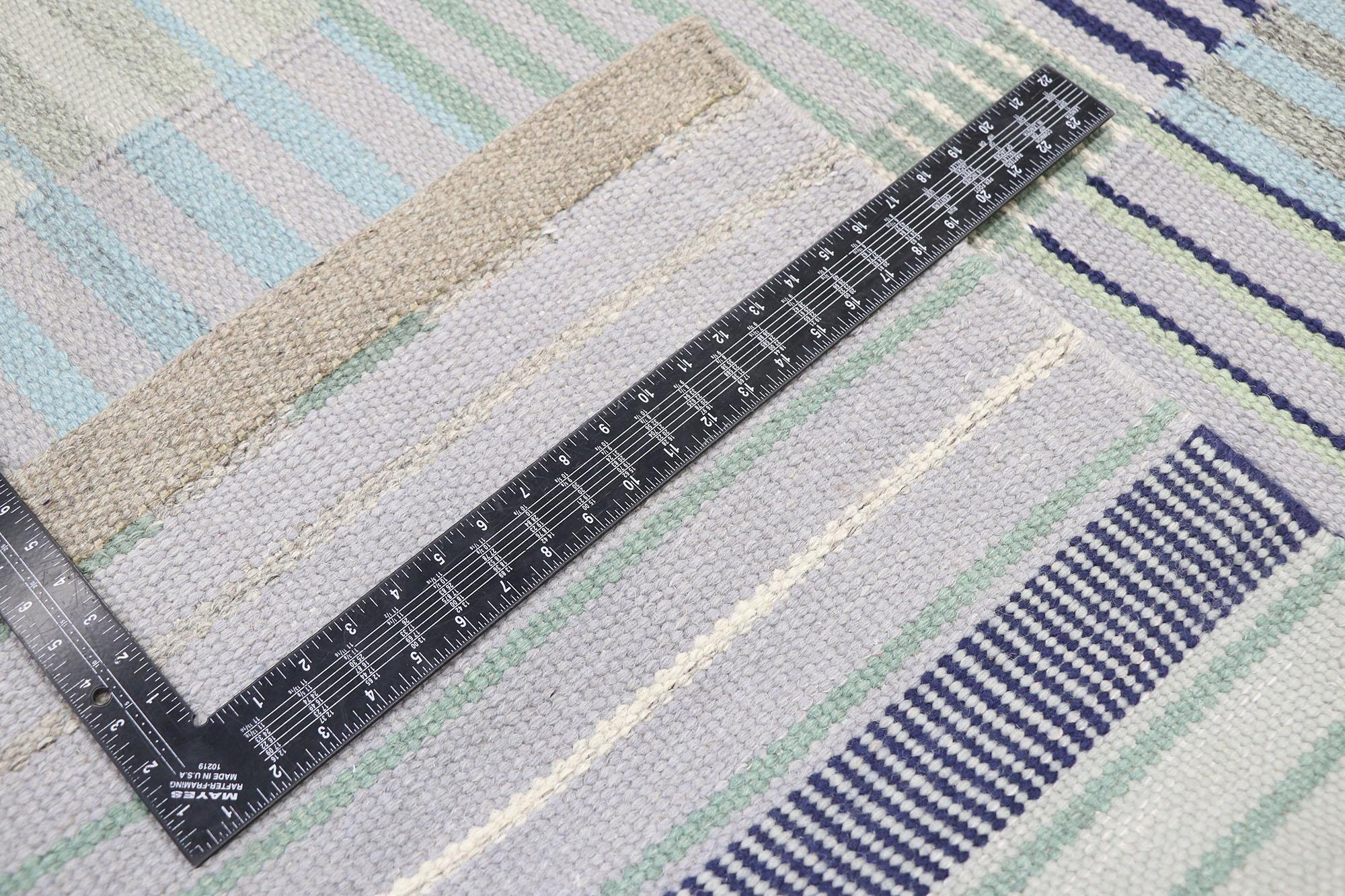 Swedish Inspired Kilim Rug, Scandinavian Modern Meets Cubist Style In New Condition In Dallas, TX