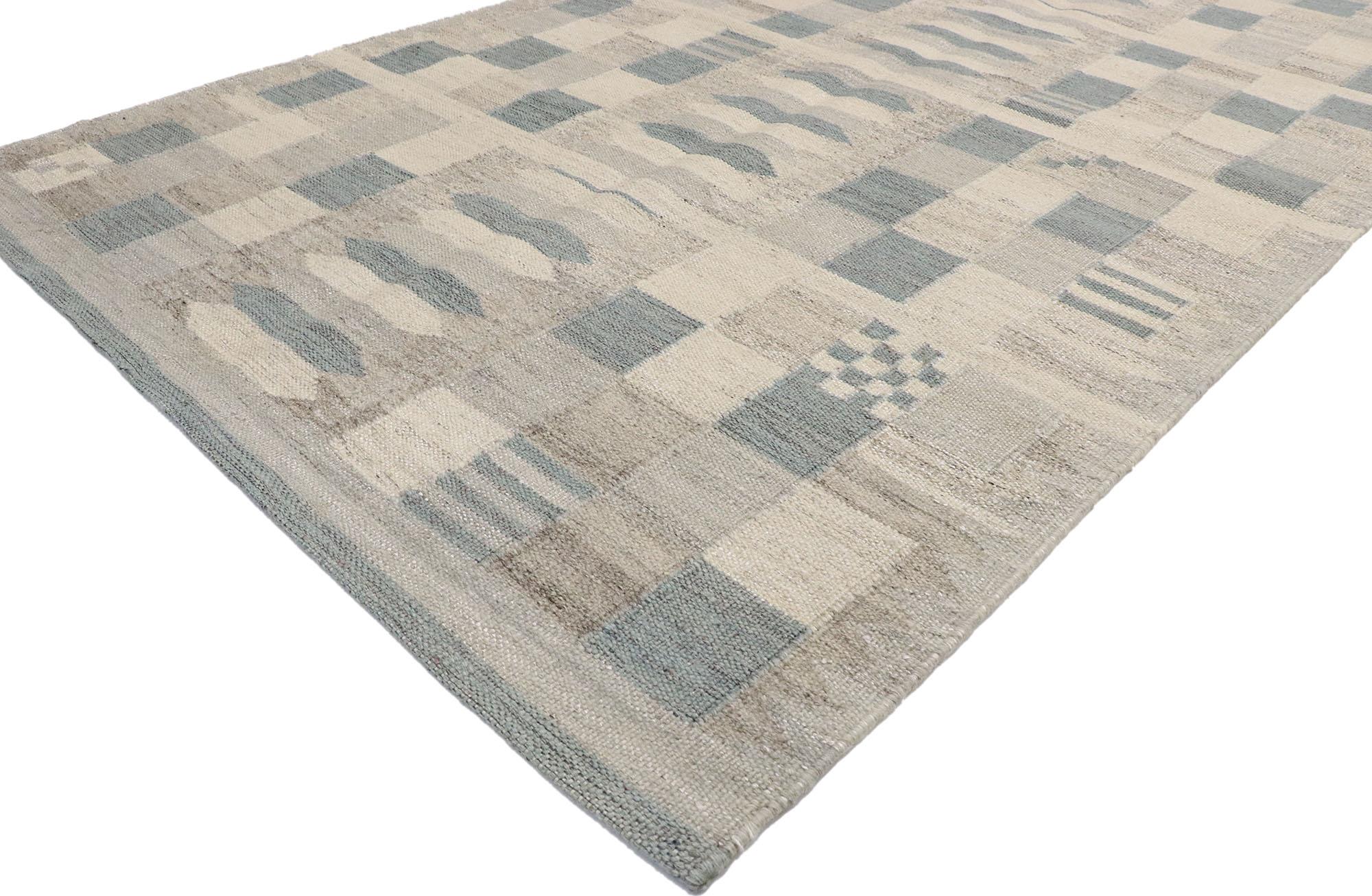 Indian New Contemporary Swedish Inspired Kilim Rug with Scandinavian Modern Style For Sale