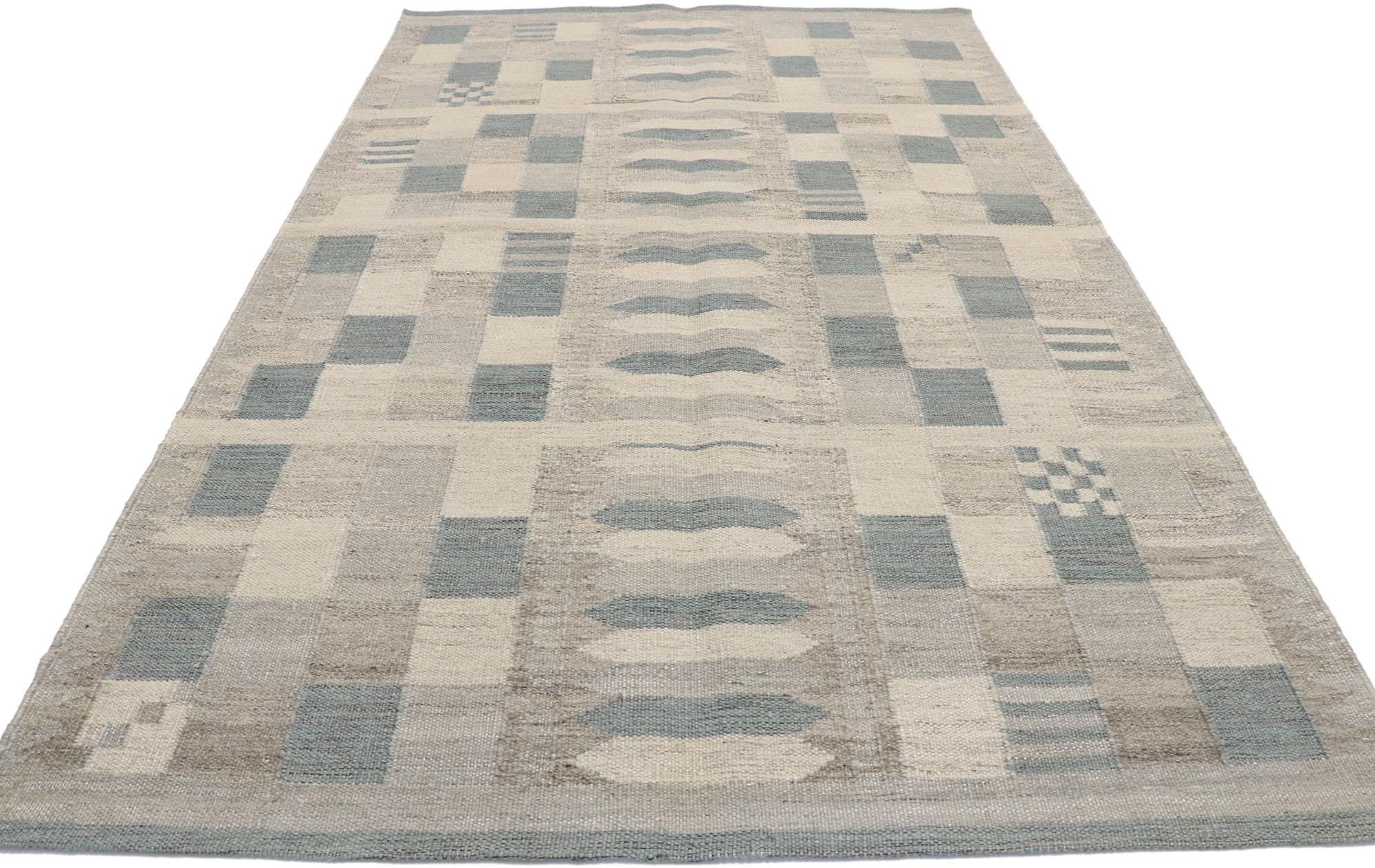 Hand-Woven New Contemporary Swedish Inspired Kilim Rug with Scandinavian Modern Style For Sale