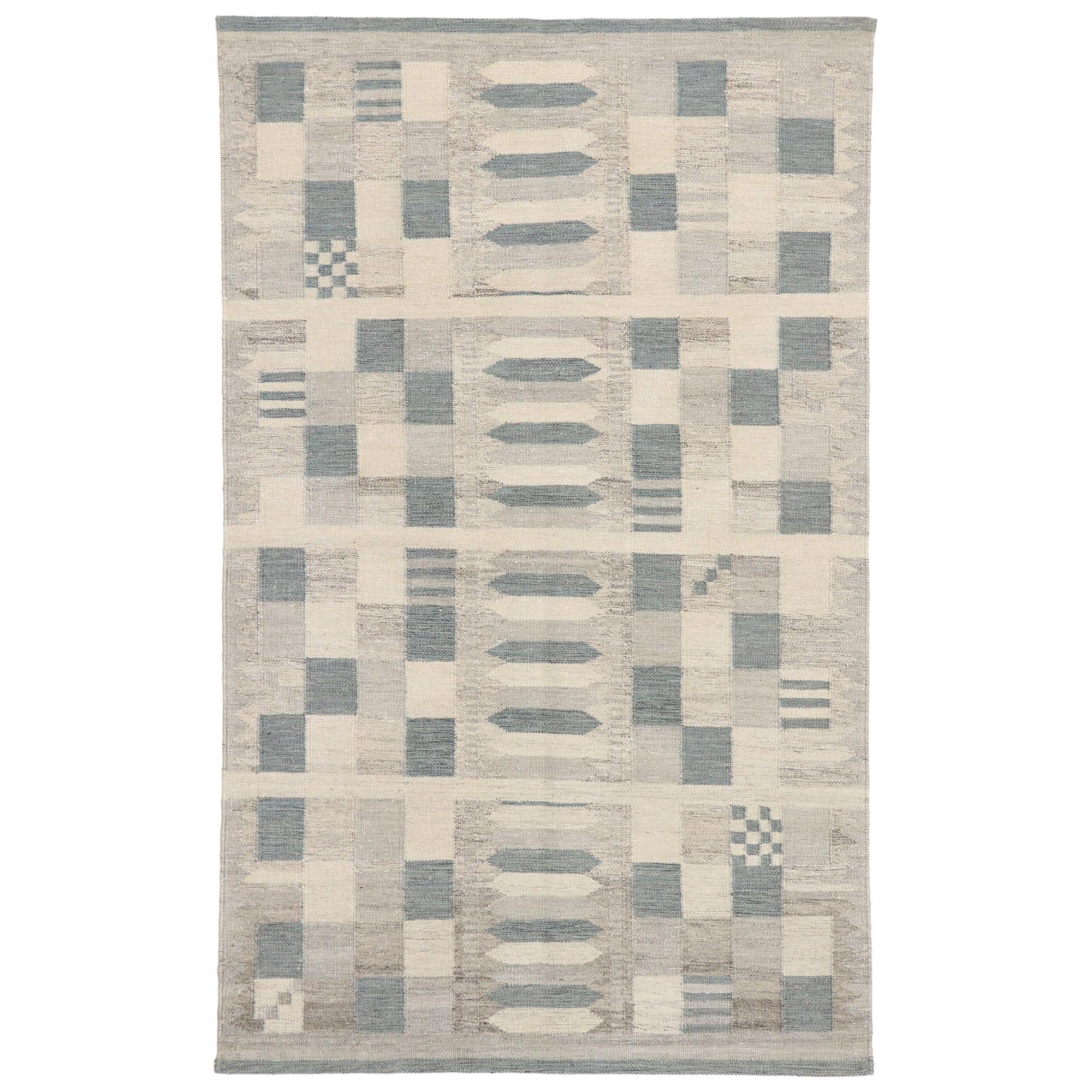 New Contemporary Swedish Inspired Kilim Rug with Scandinavian Modern Style For Sale