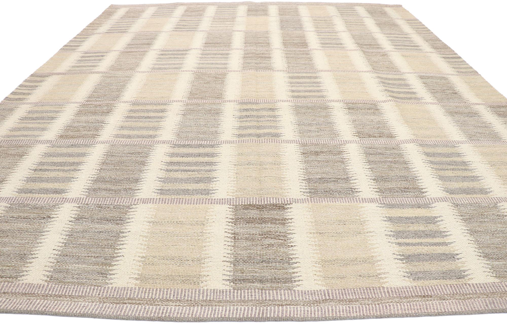 Indian New Contemporary Swedish Inspired Kilim Rug with Scandinavian Modern Style