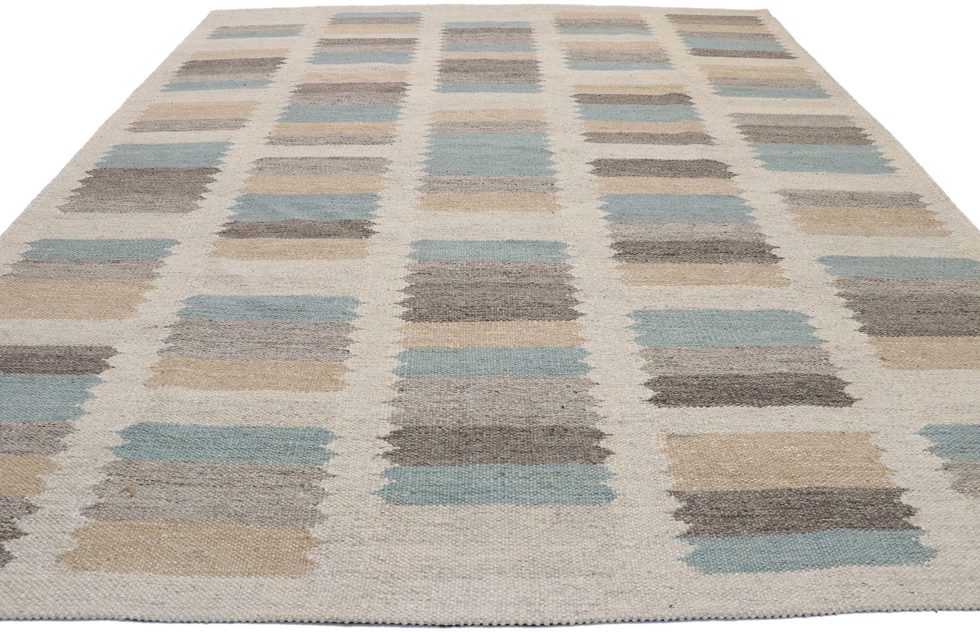 Hand-Woven New Contemporary Swedish Inspired Kilim Rug with Scandinavian Modern Style For Sale