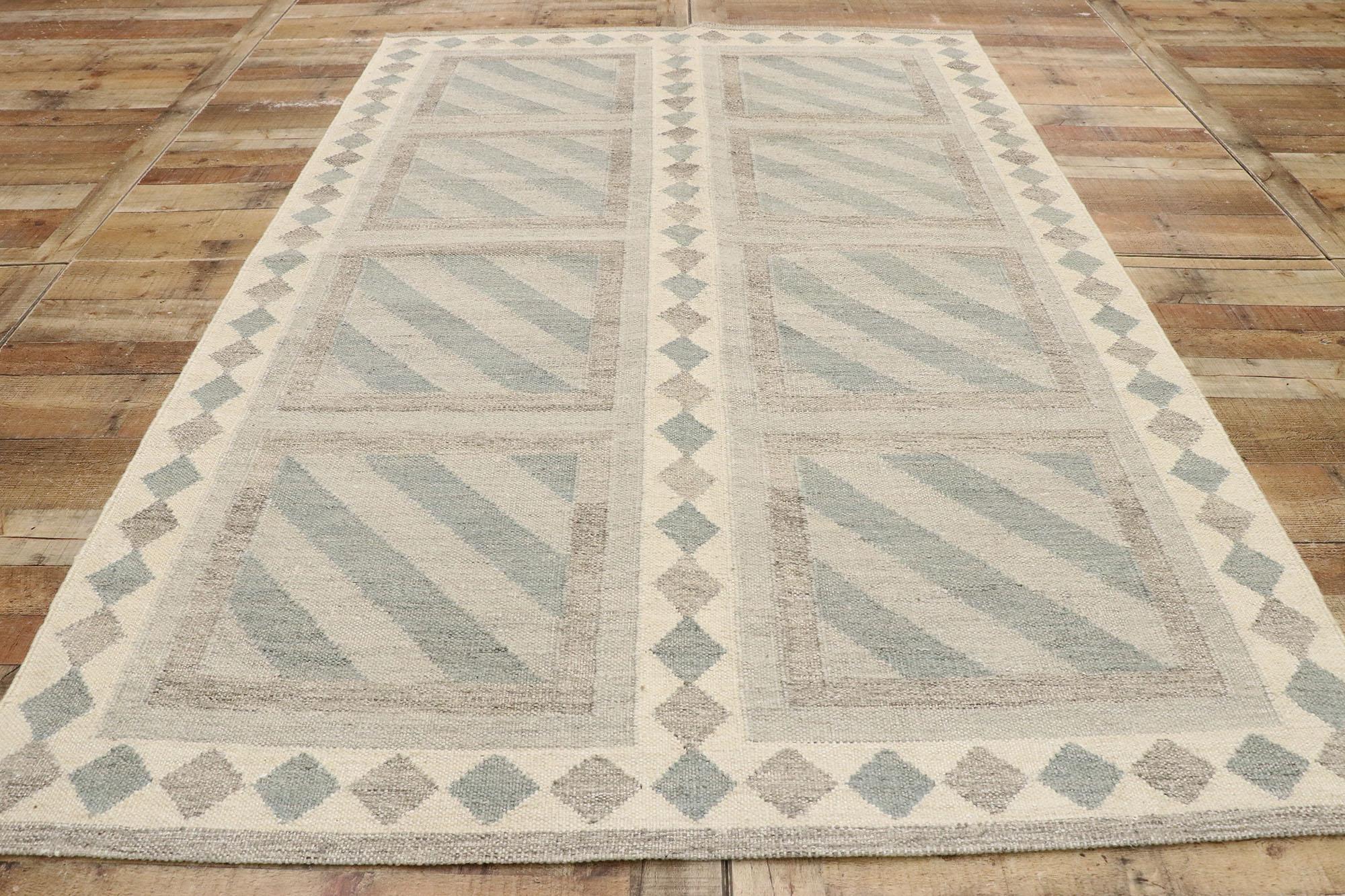 New Contemporary Swedish Inspired Kilim Rug with Scandinavian Modern Style For Sale 2