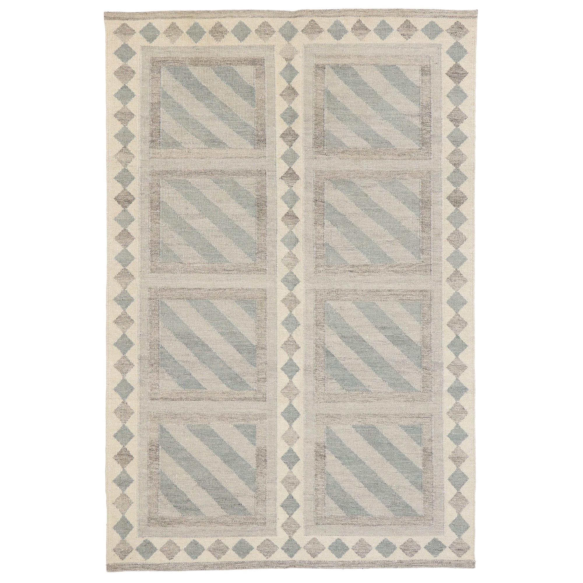 New Contemporary Swedish Inspired Kilim Rug with Scandinavian Modern Style For Sale