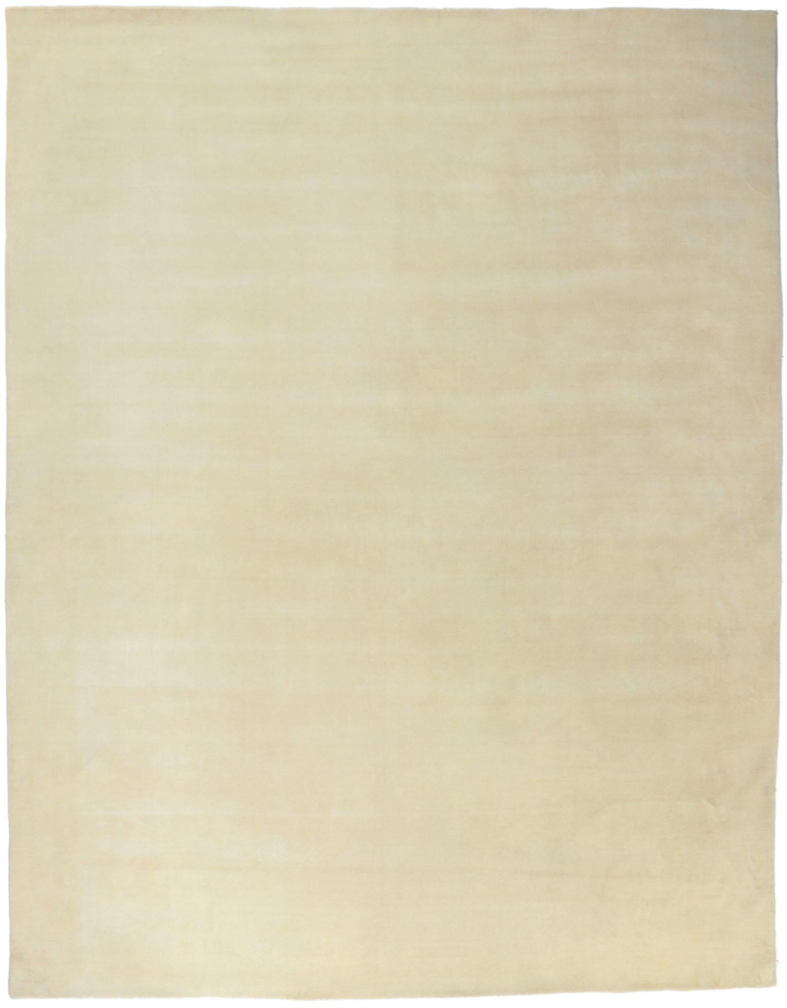 Indian New Contemporary Ivory Area Rug with Luxe Minimalist Style For Sale