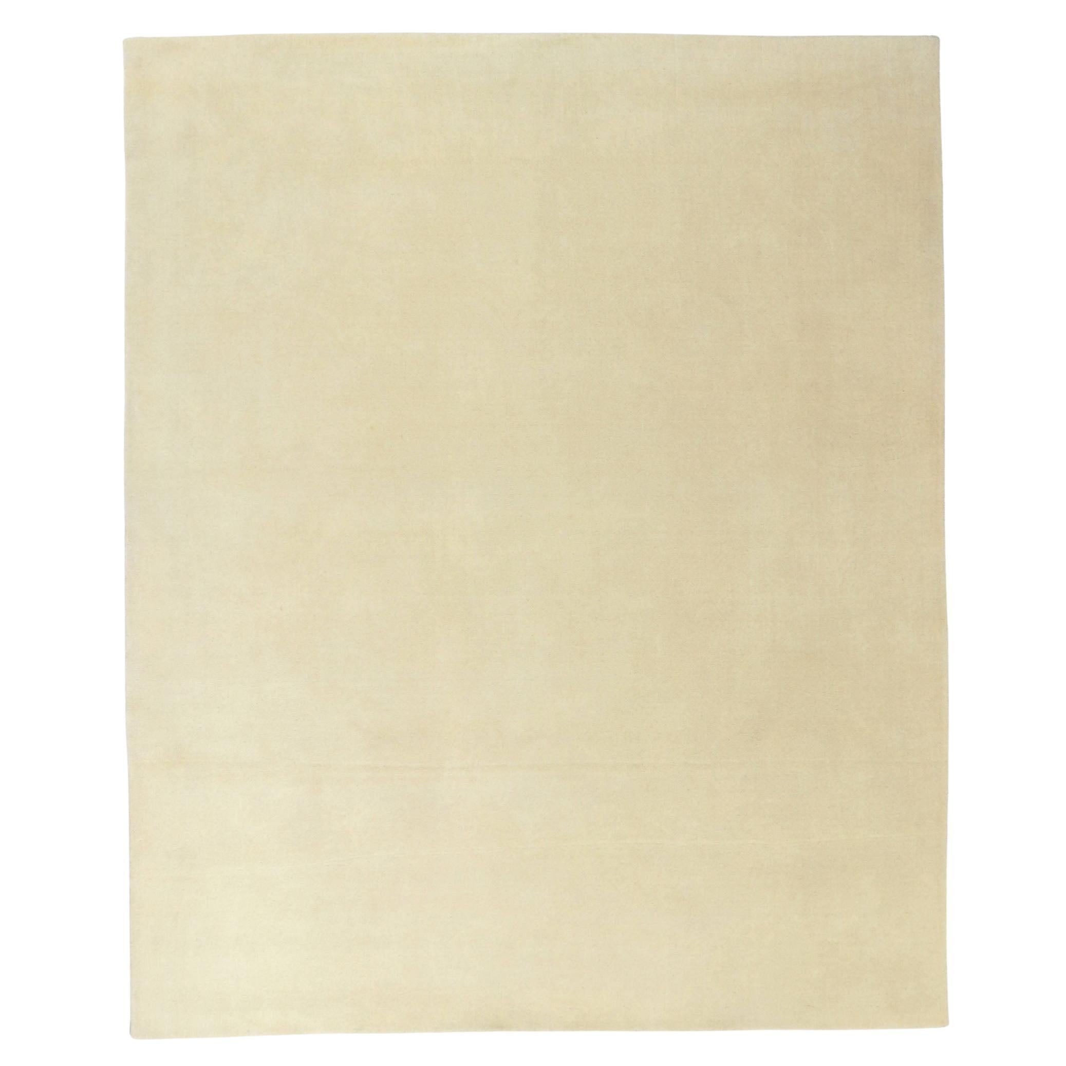 New Contemporary Ivory Area Rug with Luxe Minimalist Style For Sale