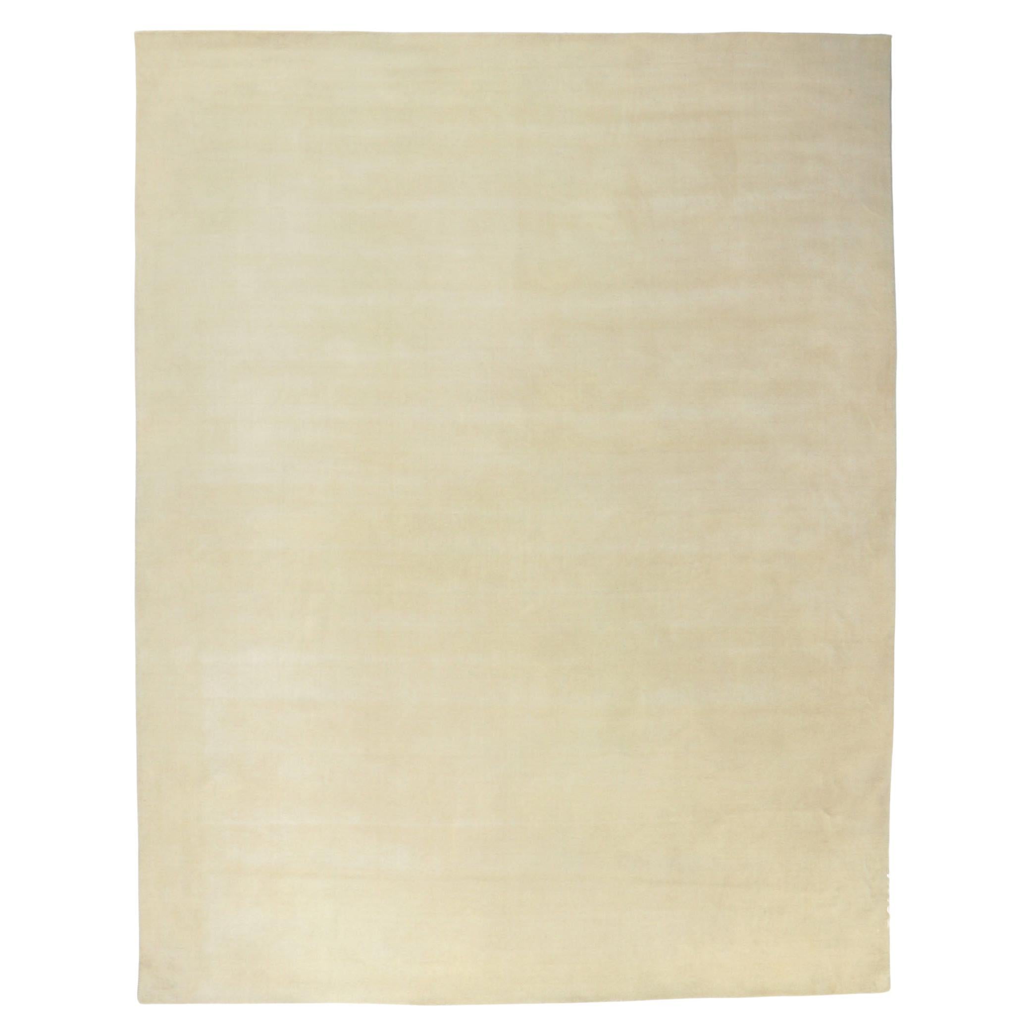 New Contemporary Ivory Area Rug with Luxe Minimalist Style For Sale