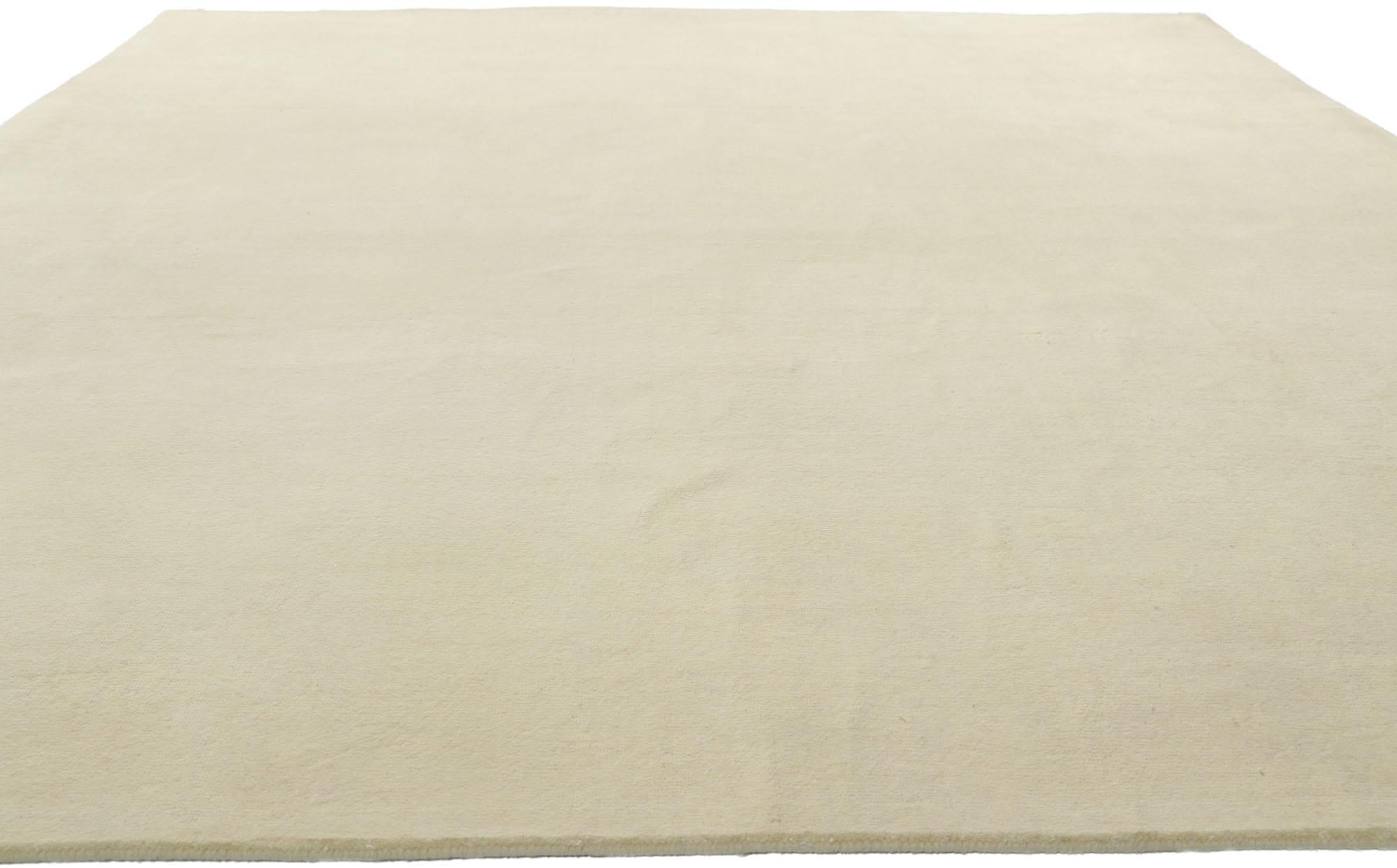 Modern New Contemporary Ivory Area Rug with Minimalist Luxe Style For Sale
