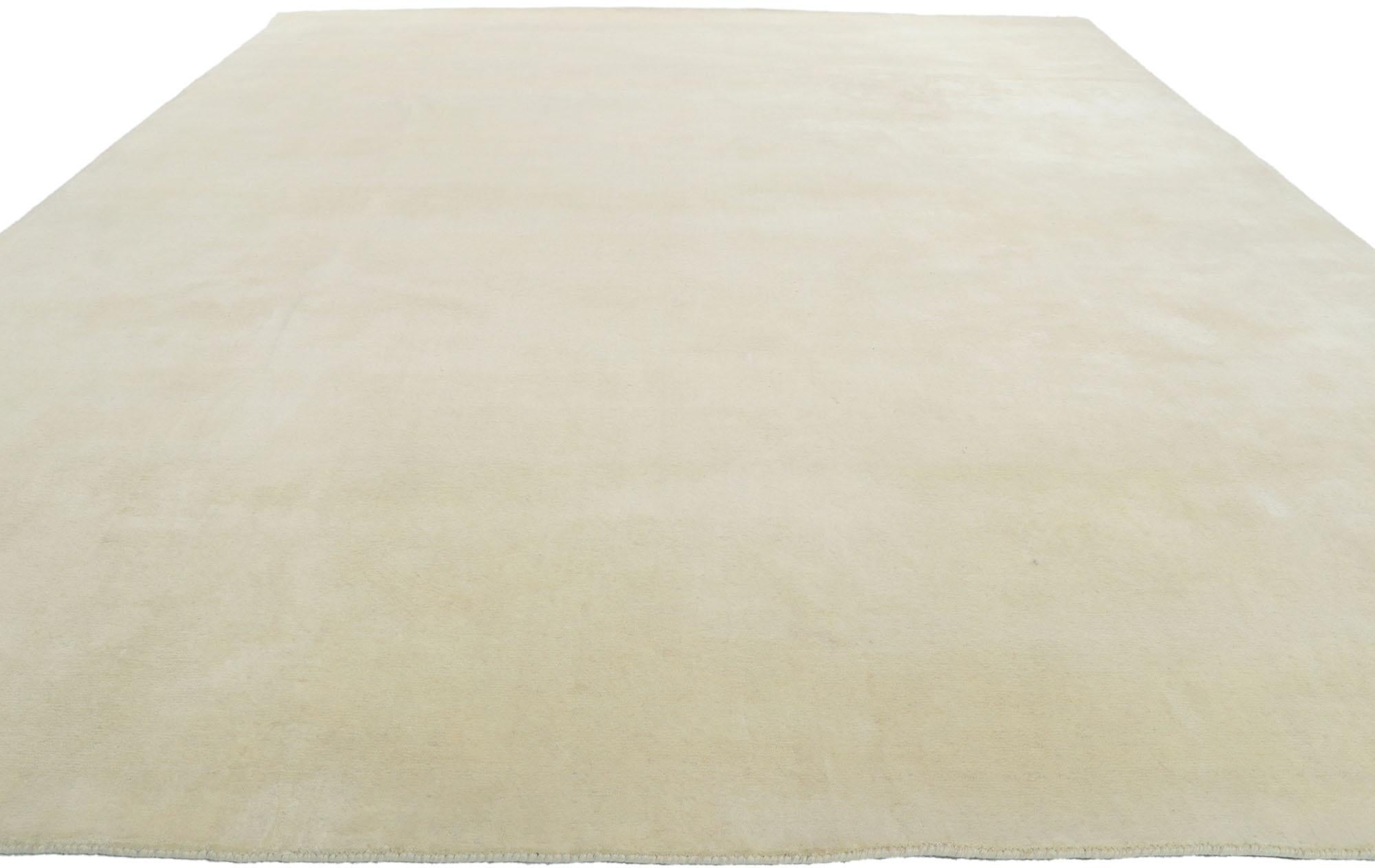 Indian New Contemporary Ivory Area Rug with Minimalist Luxe Style For Sale