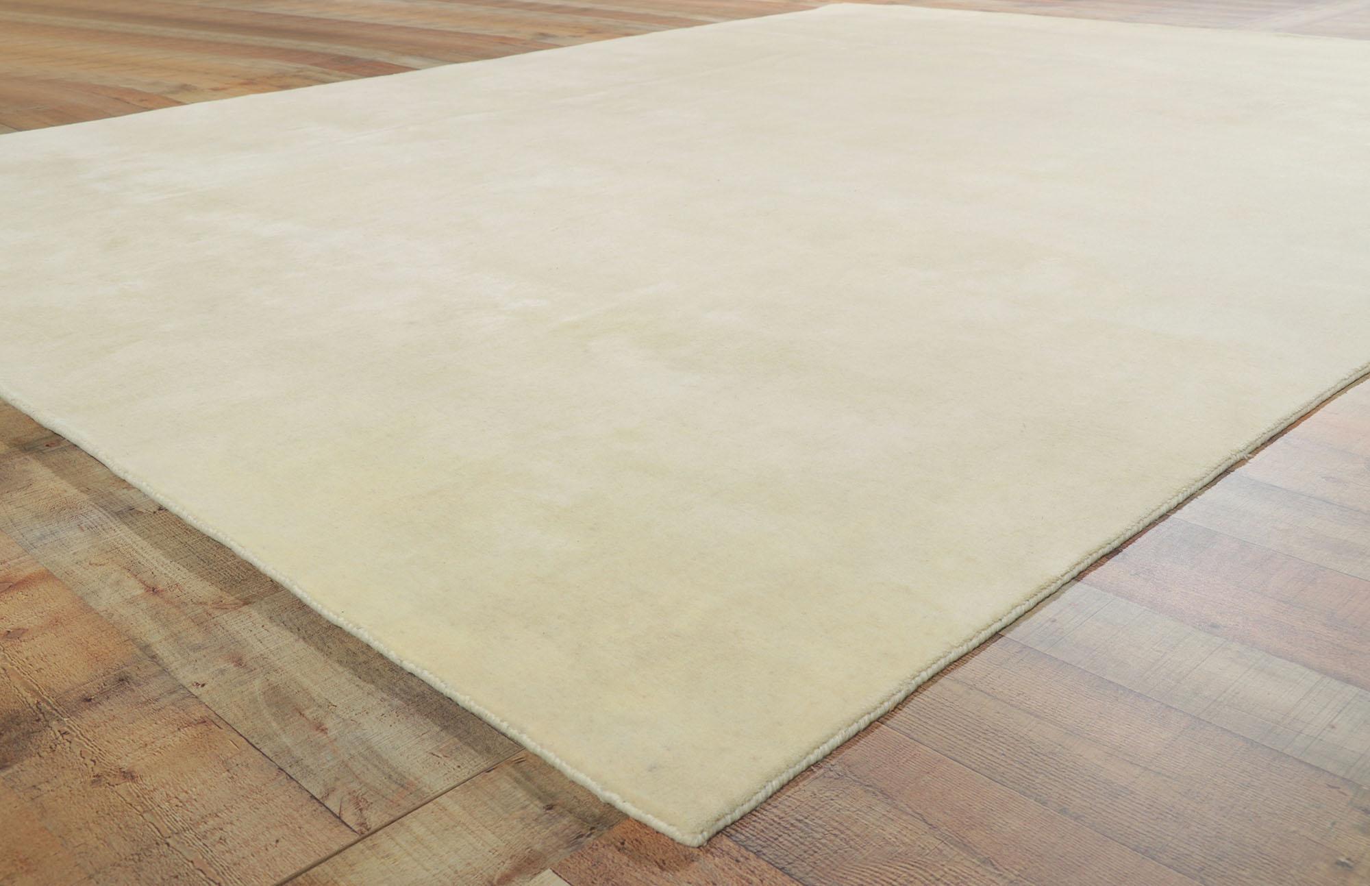 Wool New Contemporary Ivory Area Rug with Minimalist Luxe Style For Sale