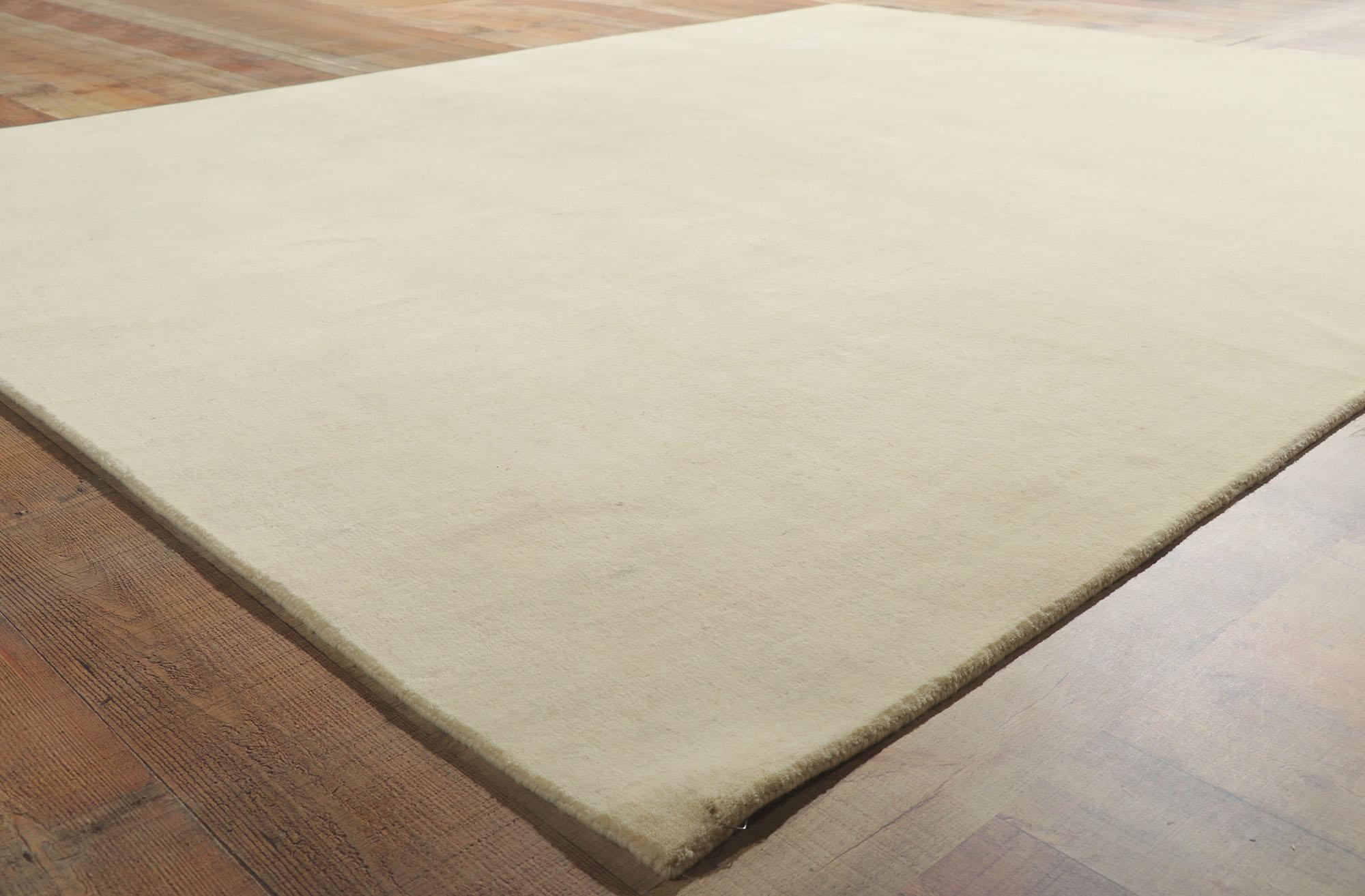 Wool New Contemporary Ivory Area Rug with Minimalist Luxe Style For Sale