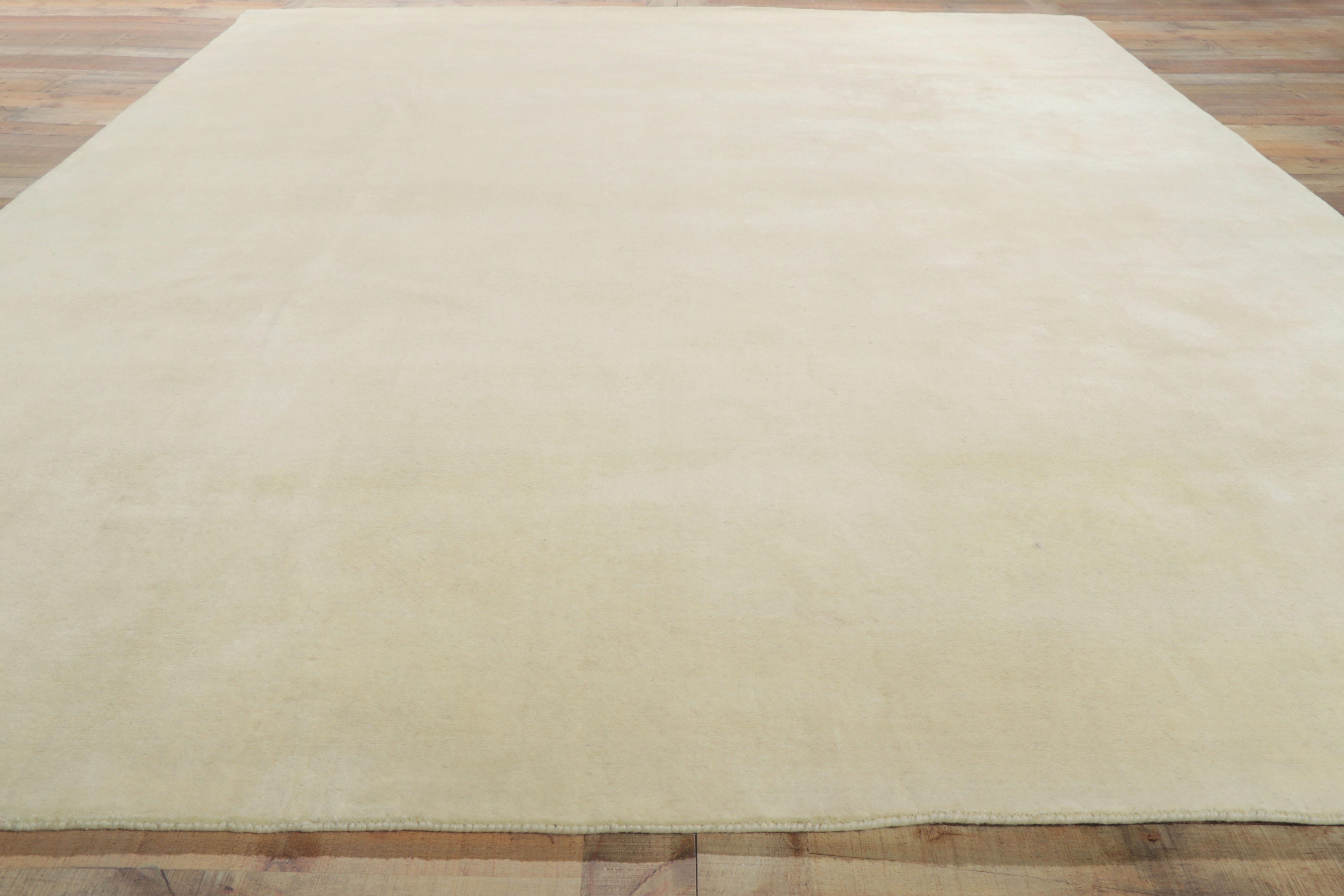 New Contemporary Ivory Area Rug with Minimalist Luxe Style For Sale 1