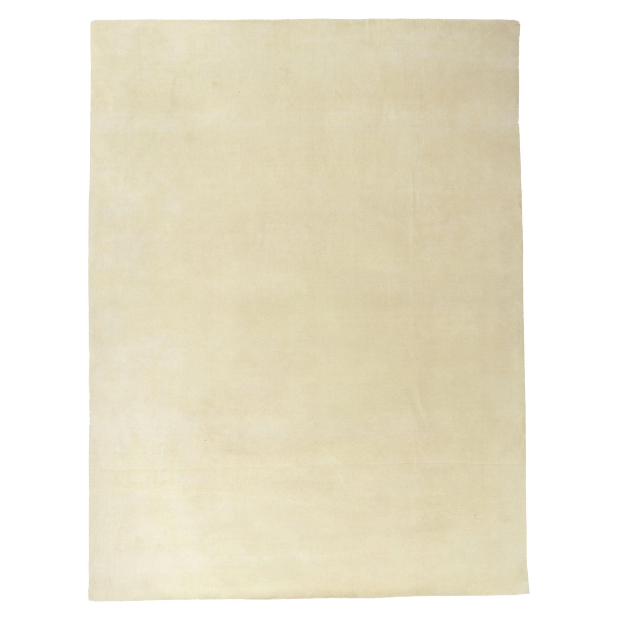 New Contemporary Ivory Area Rug with Minimalist Luxe Style For Sale