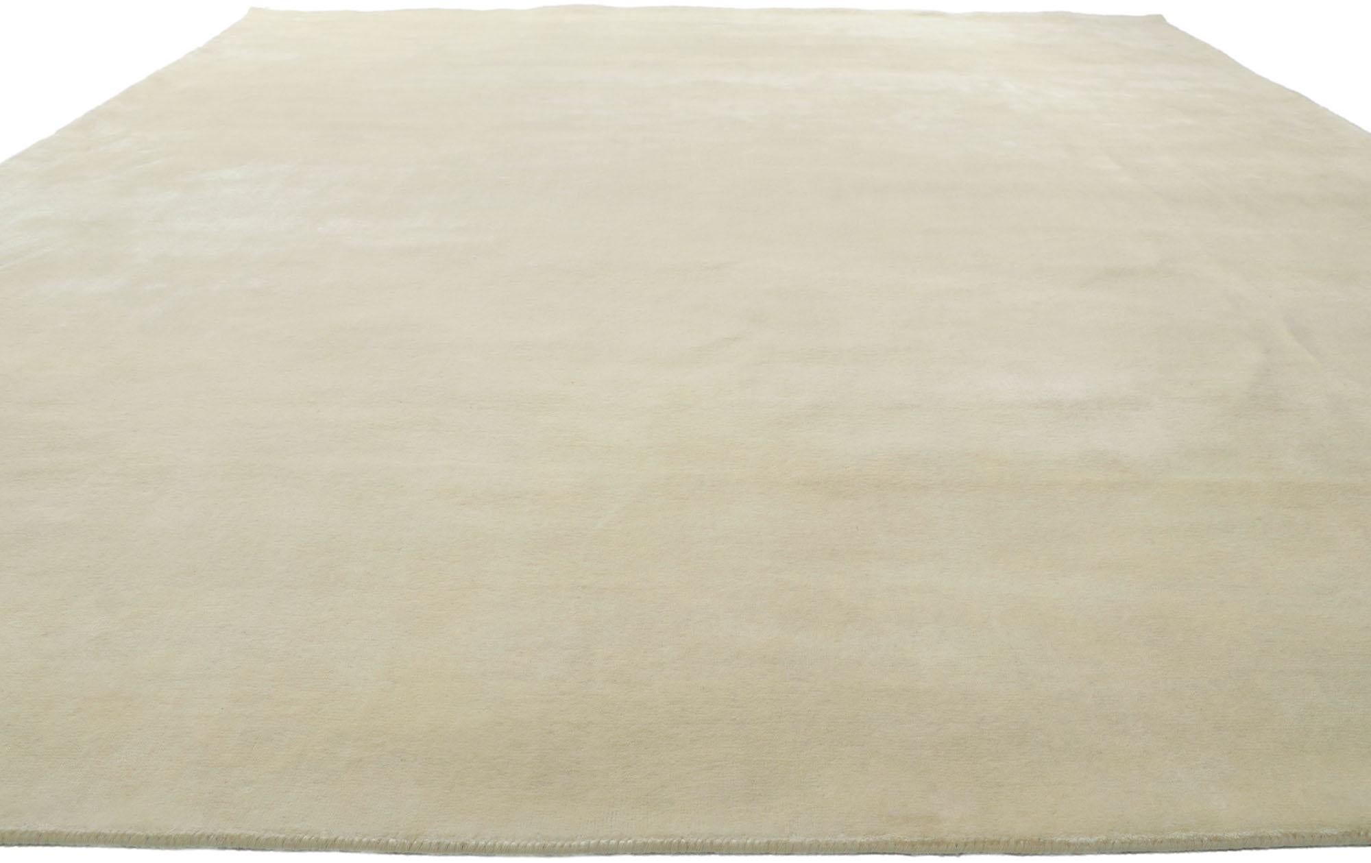 Indian New Contemporary Ivory Area Rug with Minimalist Style For Sale
