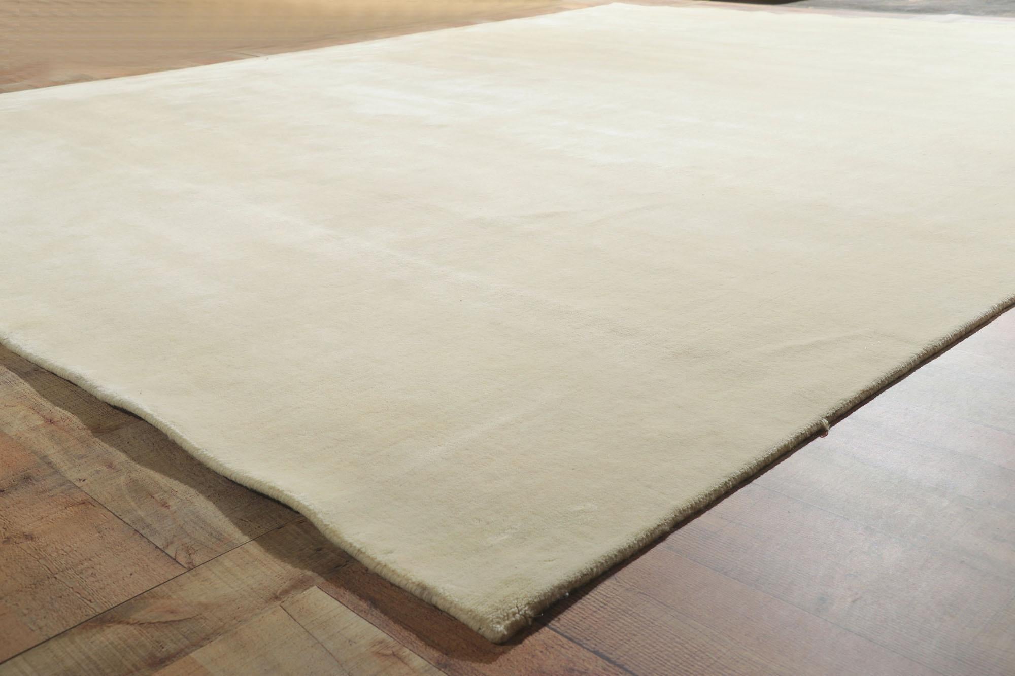 Wool New Contemporary Ivory Area Rug with Minimalist Style For Sale