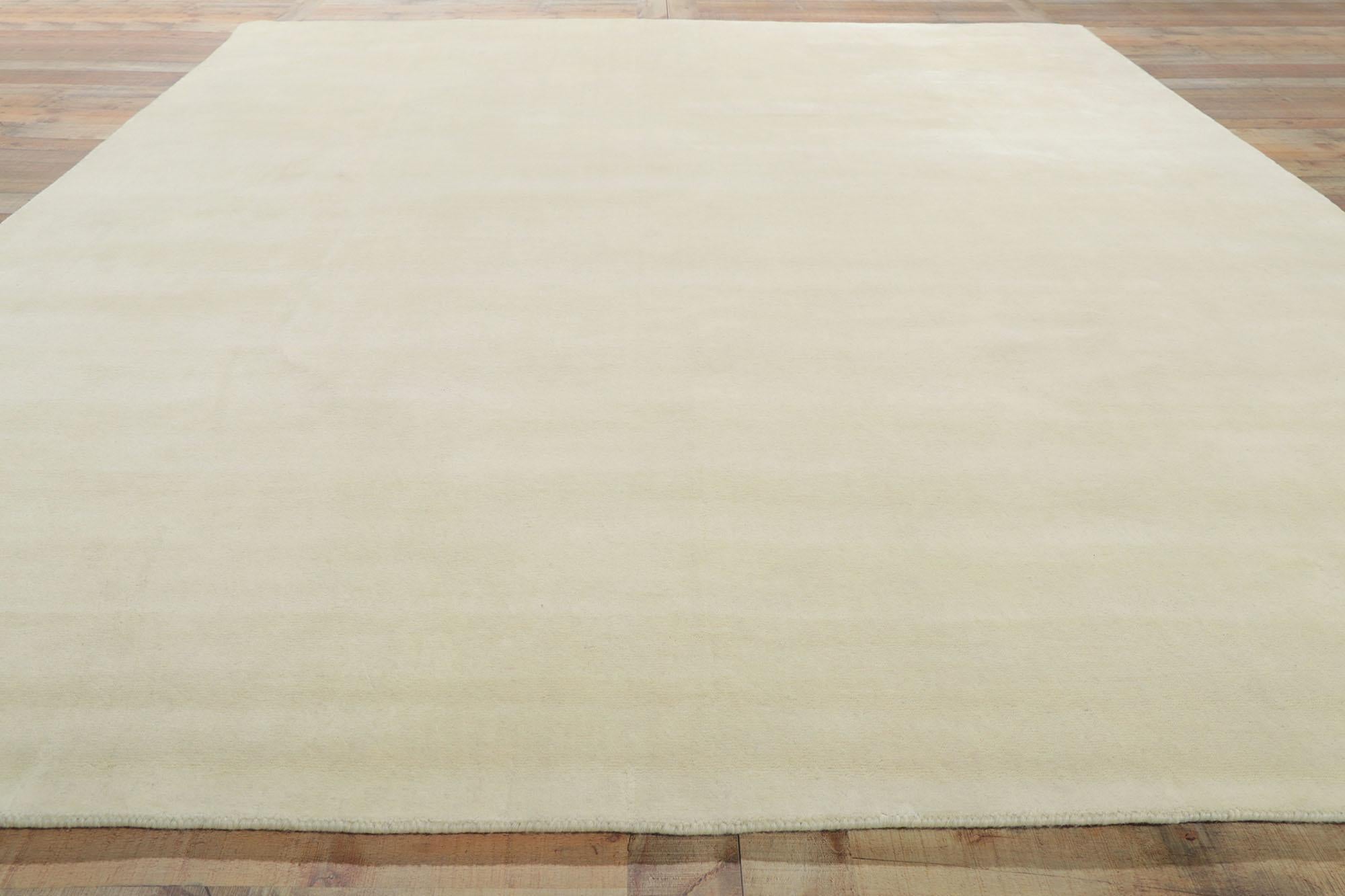 New Contemporary Ivory Area Rug, Modern Elegance Meets Minimalist Shibui Style For Sale 1