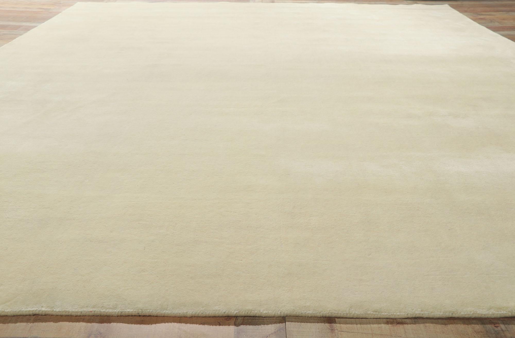 New Contemporary Ivory Area Rug with Minimalist Style For Sale 1