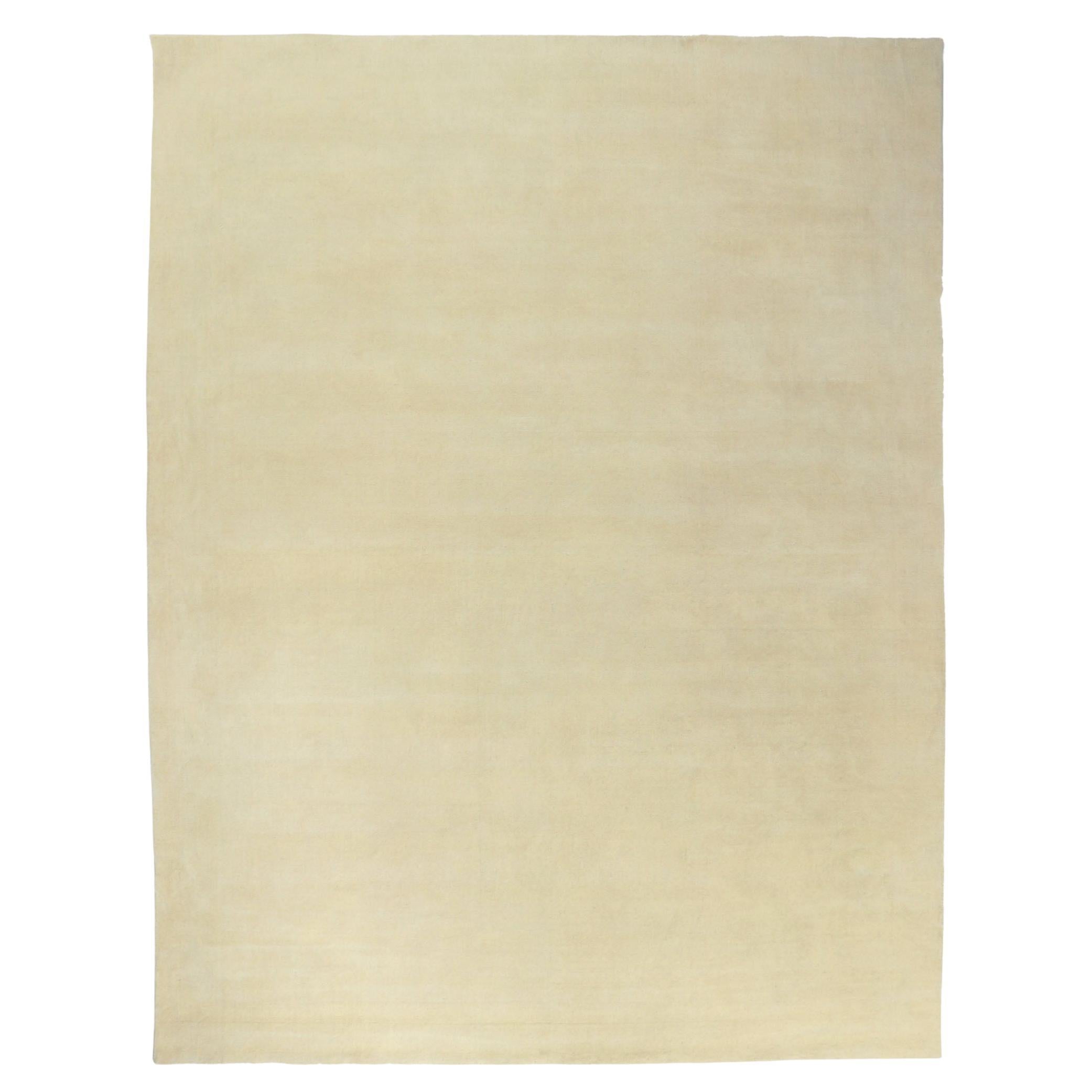 New Contemporary Ivory Area Rug with Minimalist Style For Sale