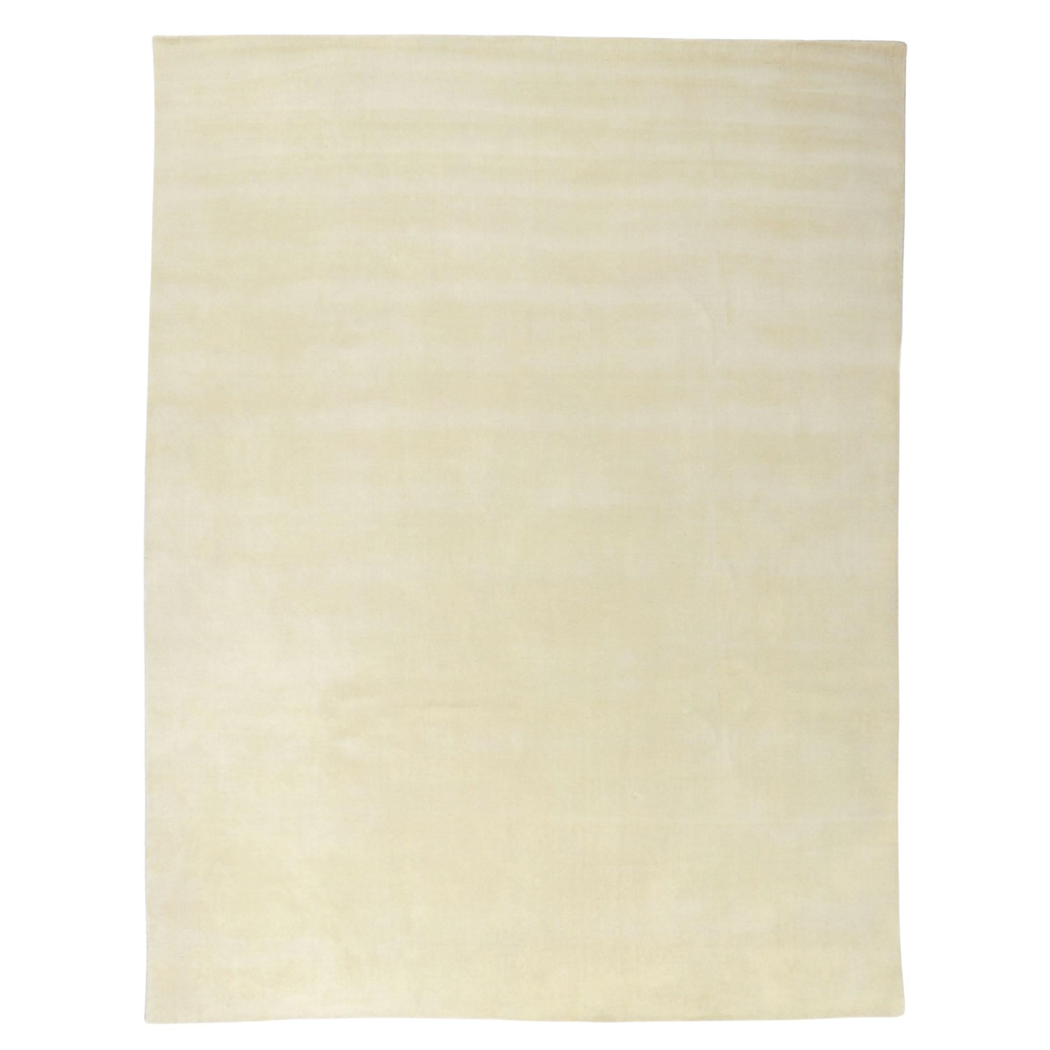 New Contemporary Ivory Area Rug, Modern Elegance Meets Minimalist Shibui Style For Sale