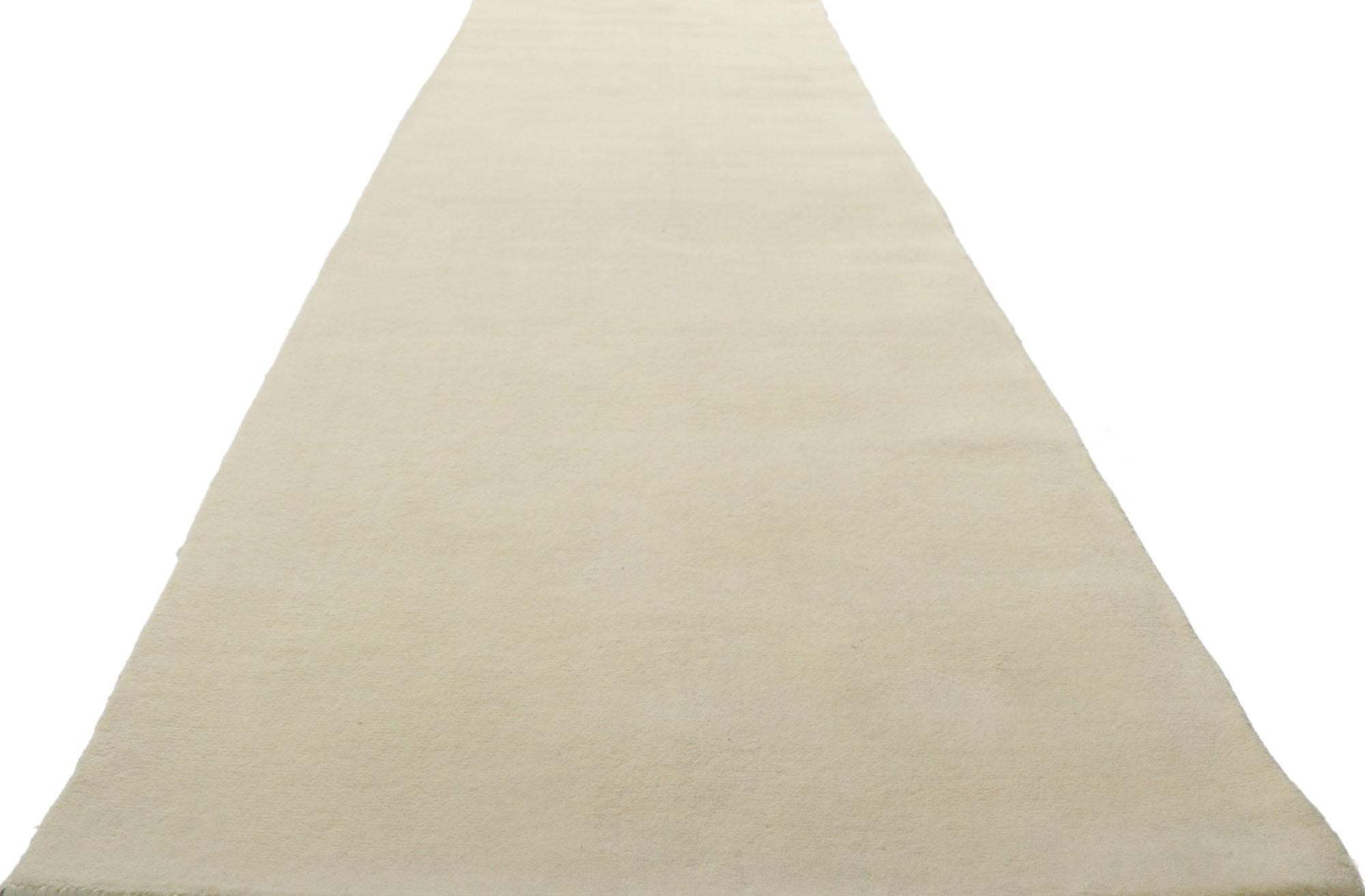 Indian New Contemporary Ivory Runner with Luxe Minimalist Style For Sale