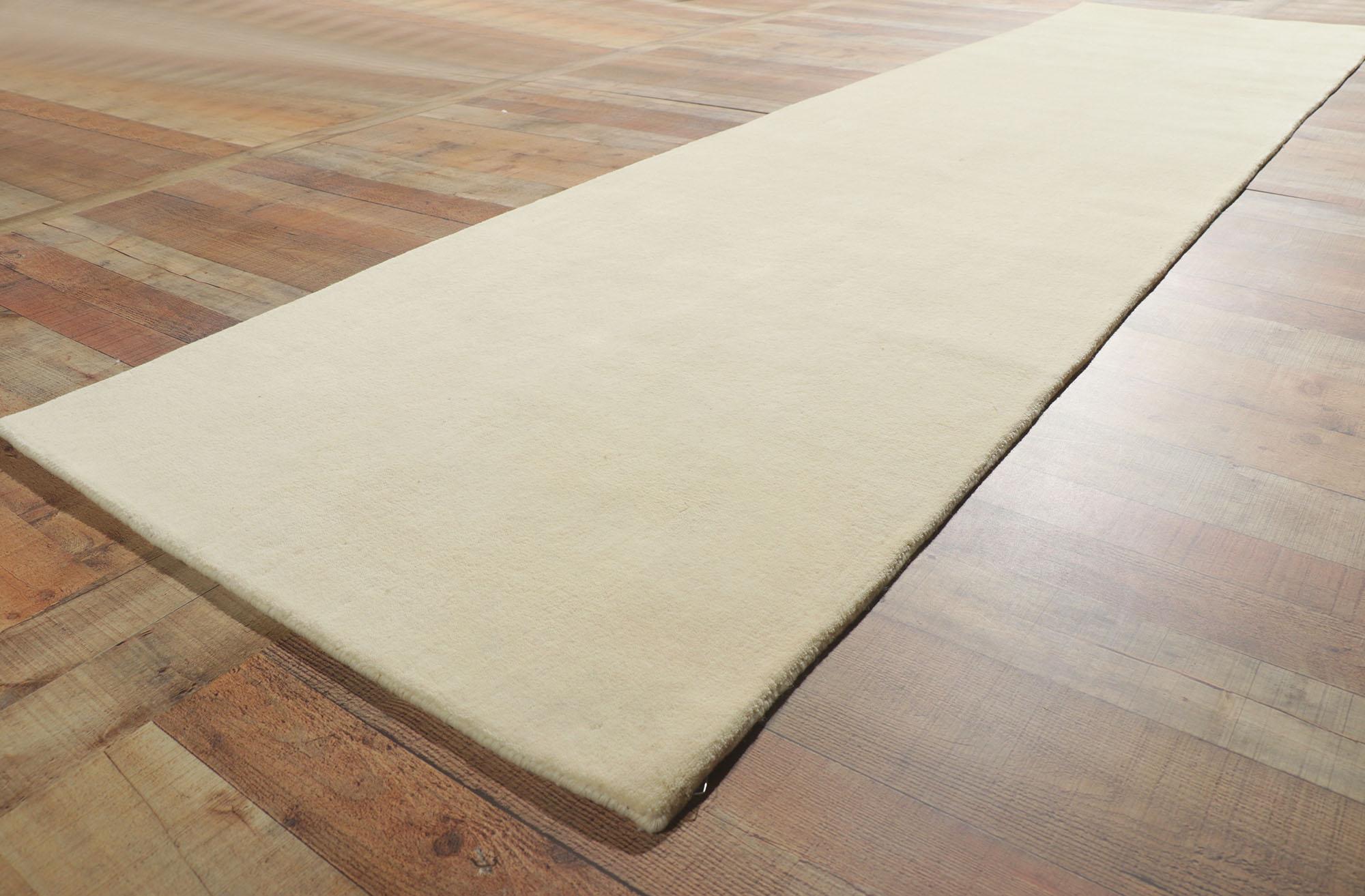 Wool New Contemporary Ivory Runner with Luxe Minimalist Style For Sale