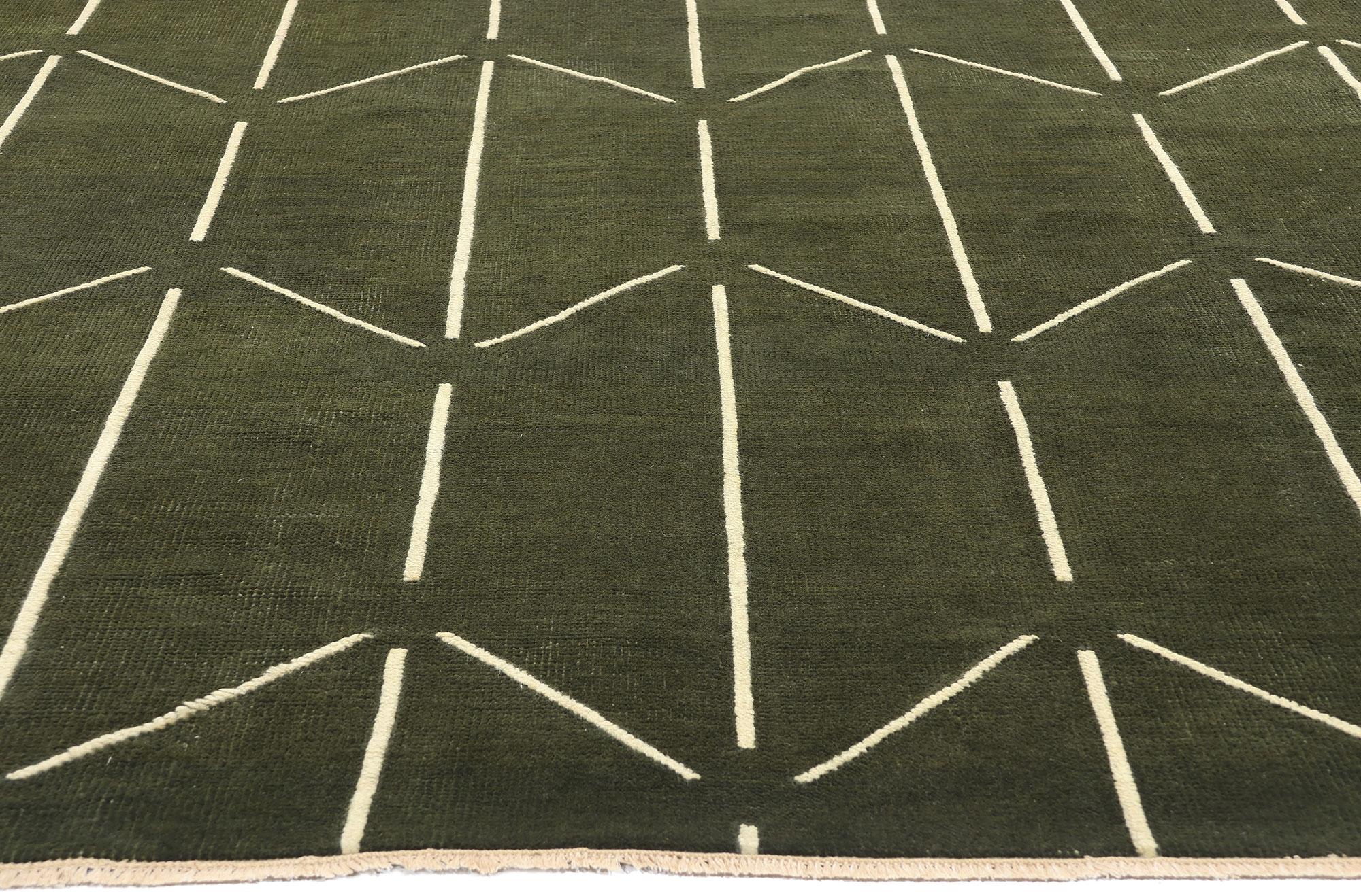 New Contemporary Japandi Geometric High-Low Biophilic Carpet (Indisch) im Angebot