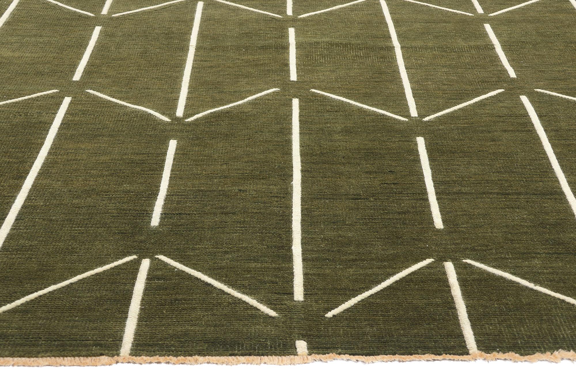 Indiano Nuovo tappeto biofilico contemporaneo Japandi Geometric High-Low in vendita