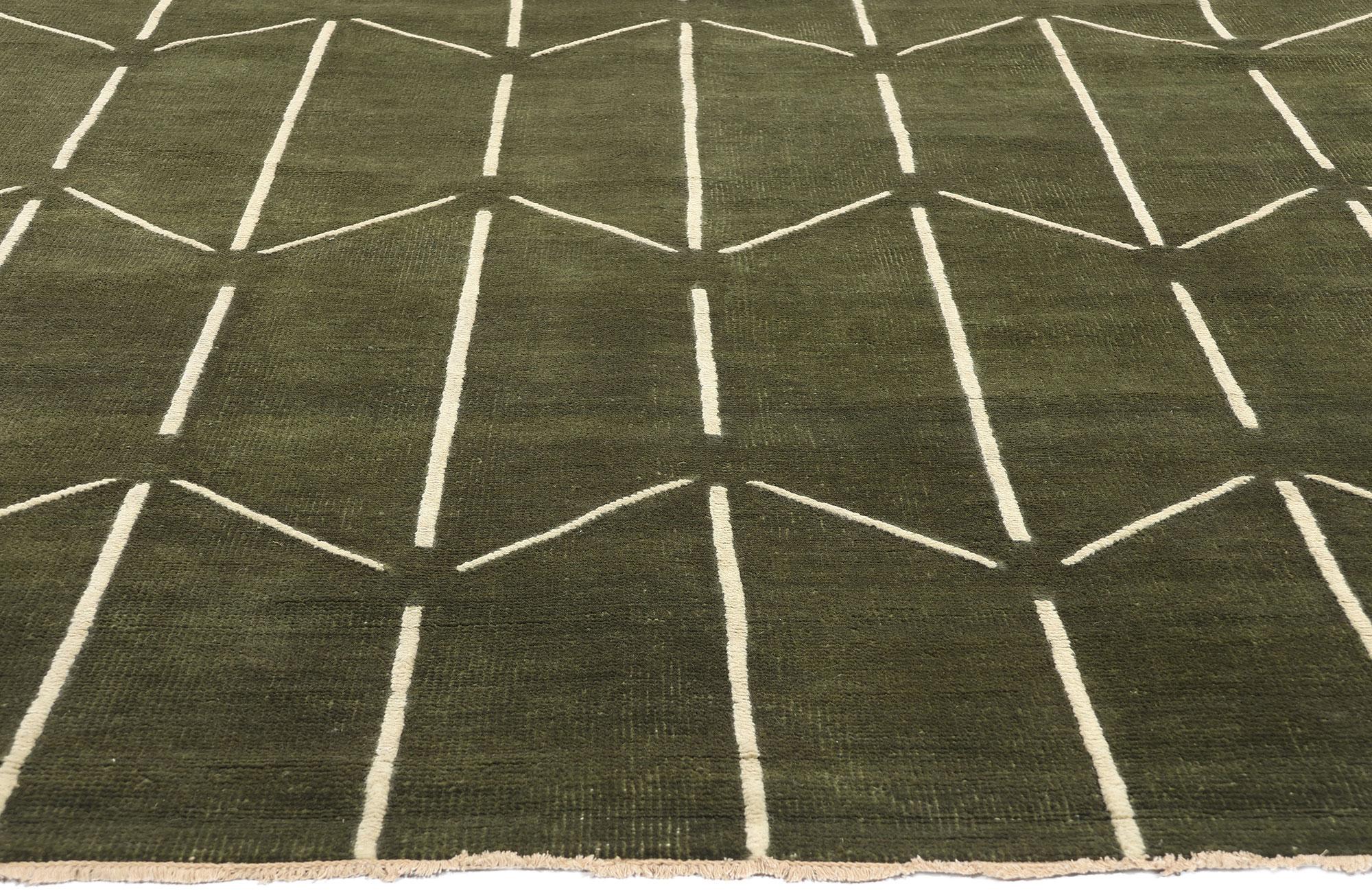 New Contemporary Japandi Geometric High-Low Biophilic Carpet (Indisch) im Angebot