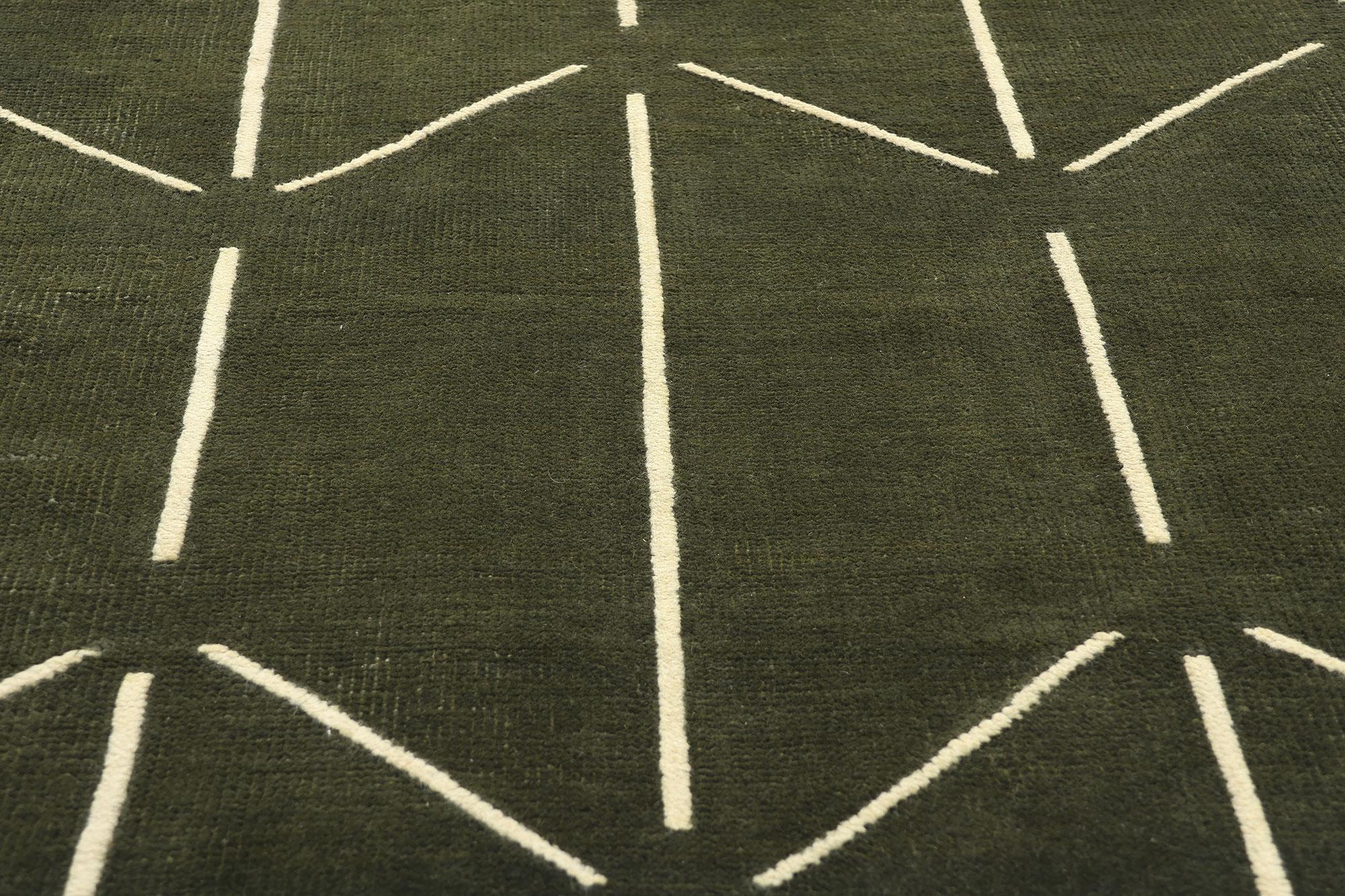 New Contemporary Japandi Geometric High-Low Biophilic Carpet (Handgewebt) im Angebot