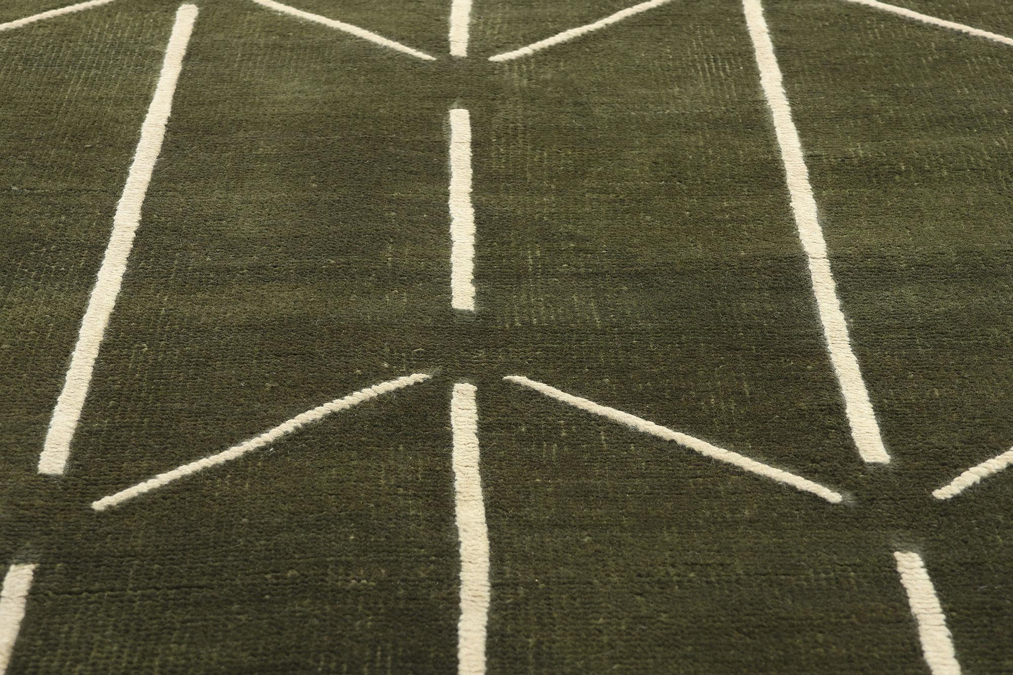 New Contemporary Japandi Geometric High-Low Biophilic Carpet (Handgewebt) im Angebot