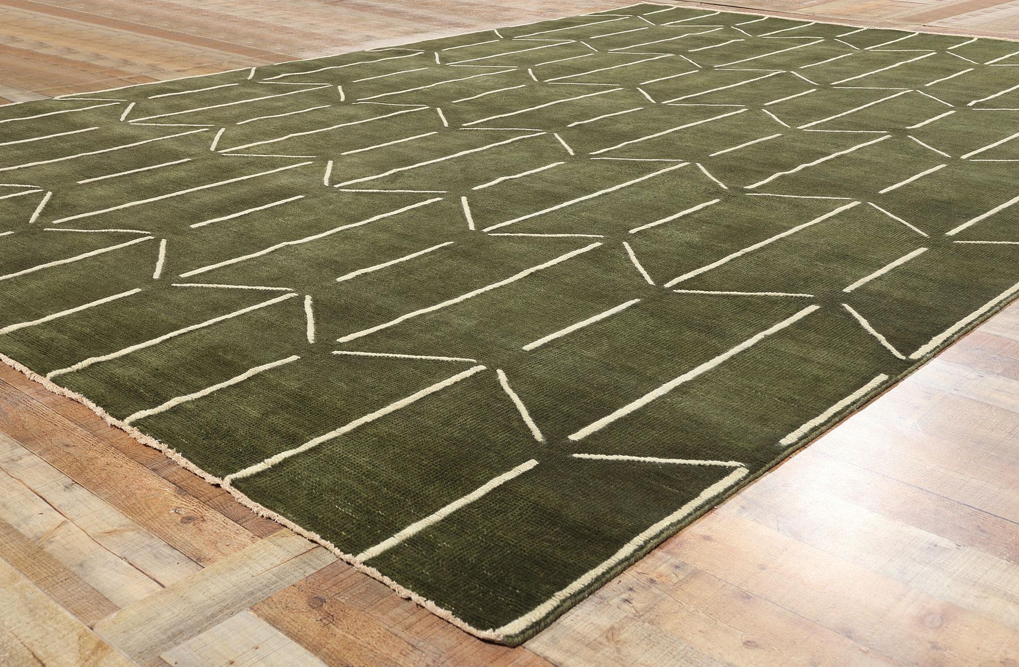New Contemporary Japandi Geometric High-Low Biophilic Carpet (21. Jahrhundert und zeitgenössisch) im Angebot