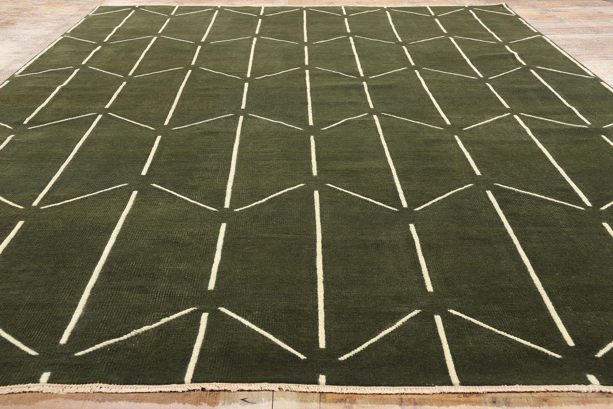 New Contemporary Japandi Geometric High-Low Biophilic Carpet (Wolle) im Angebot