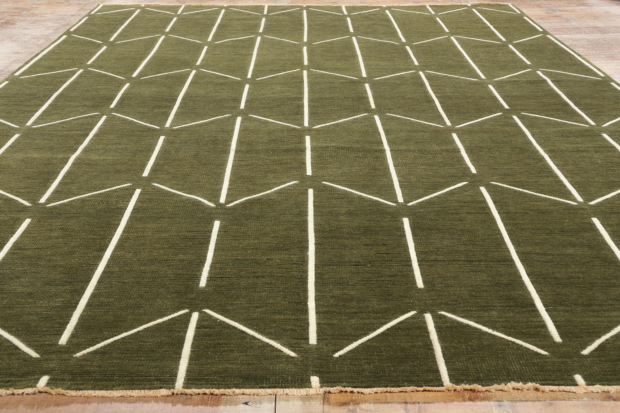 Lana Nuovo tappeto biofilico contemporaneo Japandi Geometric High-Low in vendita