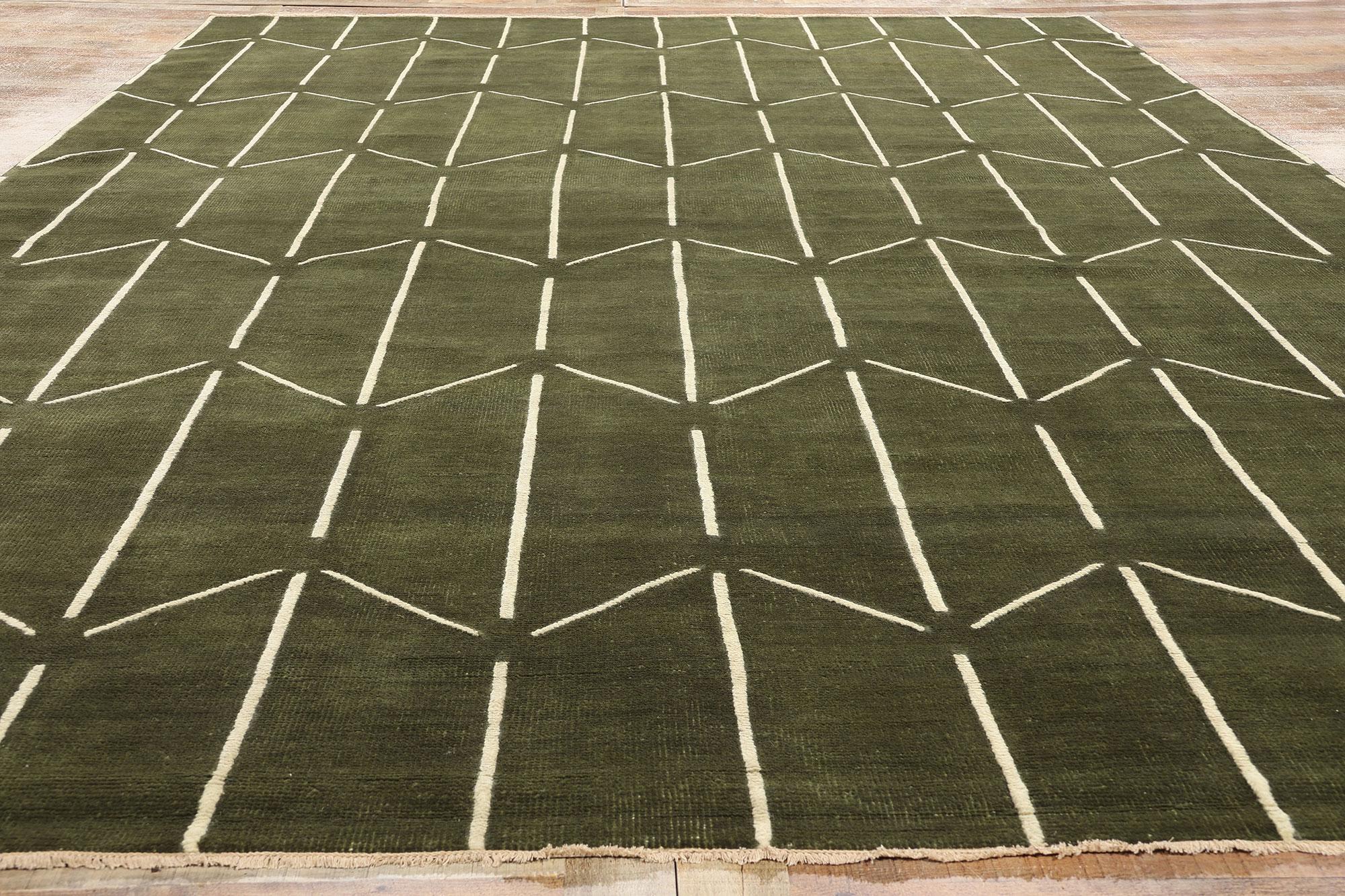 New Contemporary Japandi Geometric High-Low Biophilic Carpet (Wolle) im Angebot