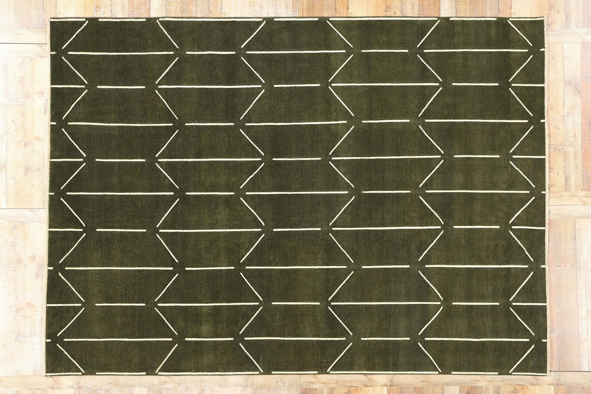 New Contemporary Japandi Geometric High-Low Biophilic Carpet im Angebot 1