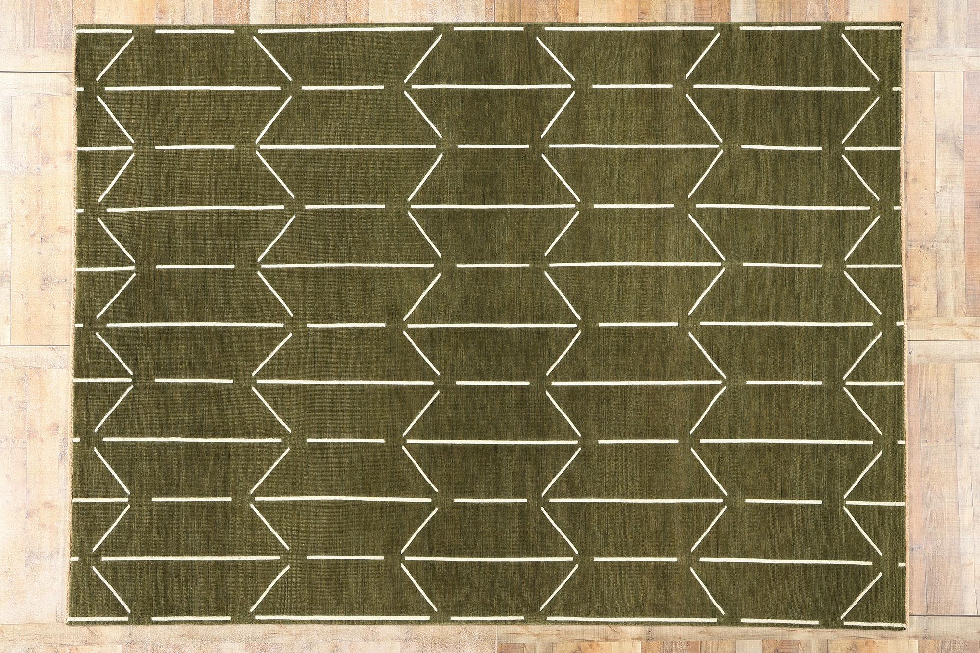 Nuovo tappeto biofilico contemporaneo Japandi Geometric High-Low in vendita 1