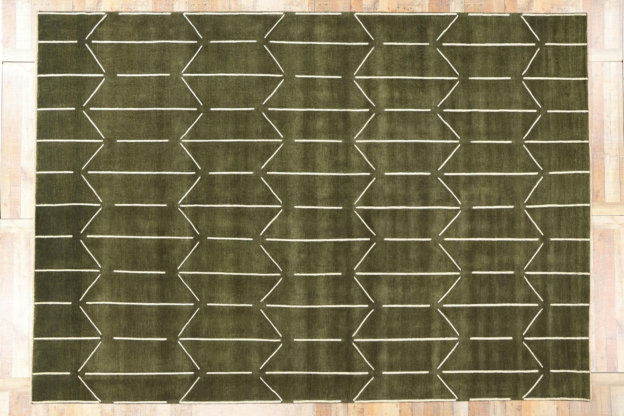 New Contemporary Japandi Geometric High-Low Biophilic Carpet im Angebot 1